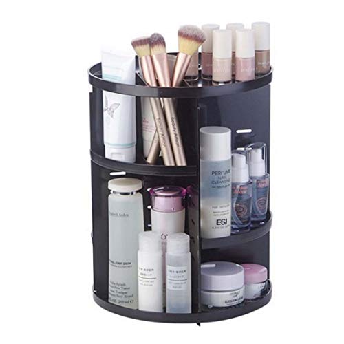 360-Degree Rotating Makeup Organizer - Brush & Jewelry Storage Case with Adjustable Shelves | Perfect for Vanity, Bathroom & Travel Cosmetic Organization