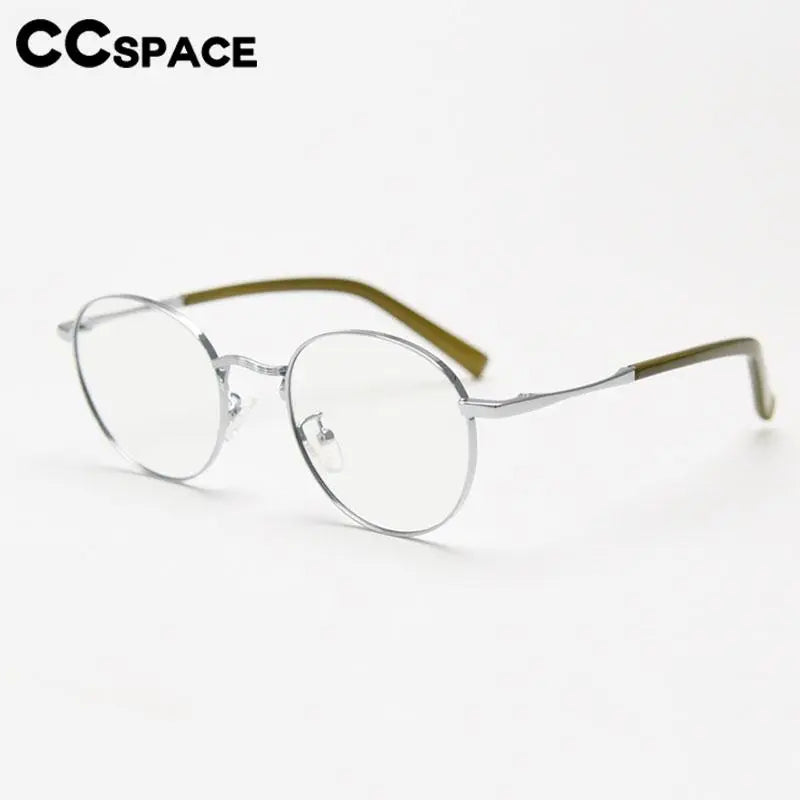 CCspace Unisex Full Rim Round Alloy Eyeglasses 56836 - Lightweight Metal Frame Glasses for Men & Women - Perfect for Reading, Driving & Daily Wear