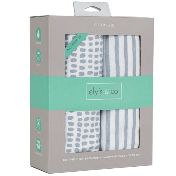 Elys & Co 2 Pack Waterproof Crib Sheets & Toddler Bed Sheets - Soft, Breathable & Machine Washable for Baby Nursery & Daycare Use
