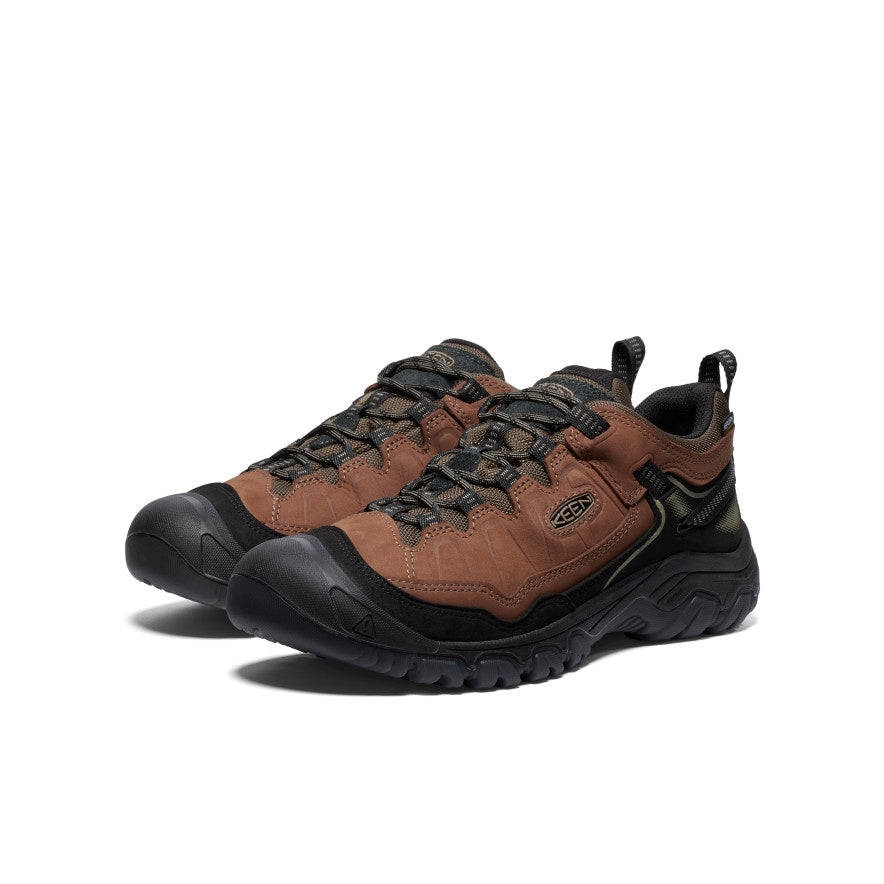 Men's Targhee IV Wide Waterproof Hiking Shoes - Bison/Black | Durable Outdoor Trekking Boots for Trail Running & Mountain Climbing