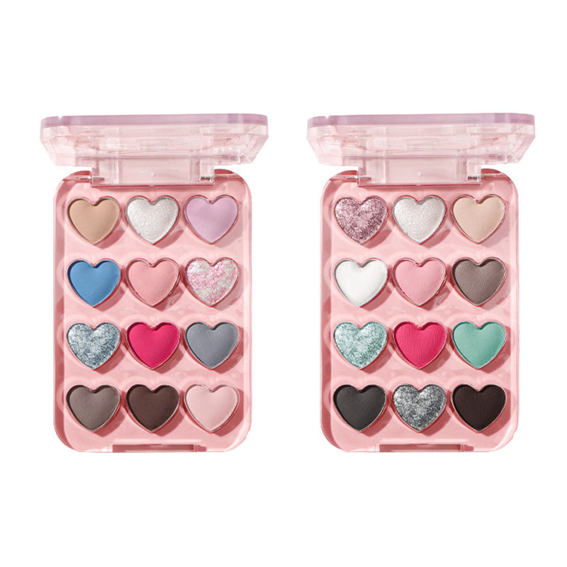 Biya Dream Ballet 12-Color Heart Shaped Eyeshadow Palette - Long Lasting Pigmented Makeup for Day & Night Looks, Party & Date Night Essentials