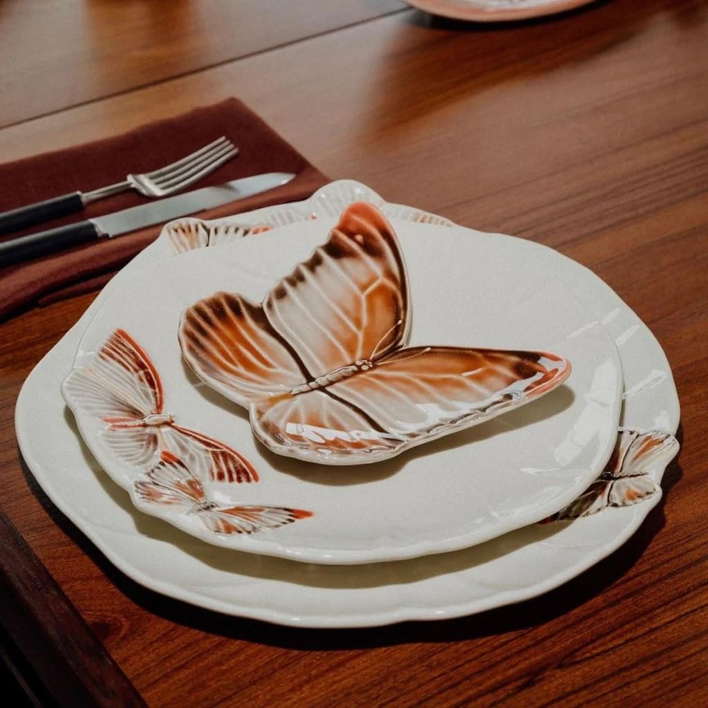 Bordallo Pinheiro Cloudy Butterflies Bread & Butter Plate - Elegant Dinnerware Set by Cláudia Schiffer for Tea Parties, Bridal Showers & Home Decor