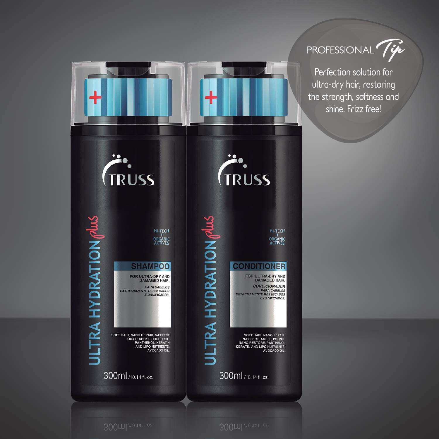 TRUSS Ultra Hydration Plus Shampoo & Conditioner Set with Shock Repair Hair Treatment - Best for Dry, Damaged Hair - Salon Quality Hair Care for Frizz Control & Deep Moisturizing (Perfect for Color-Treated & Chemically Processed Hair)
