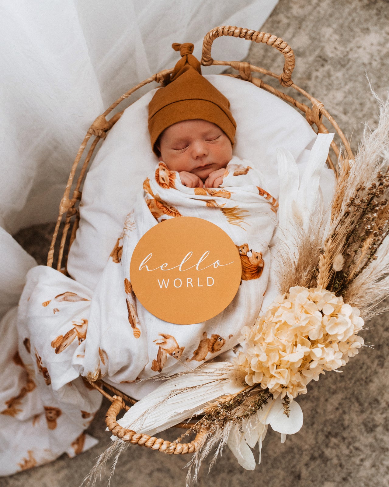 Snuggle Hunny Reversible Milestone Baby Photo Cards - Lion & Sunrise Gold Design for Newborn Photography, Baby Shower Gifts and First Year Memory Keepsakes