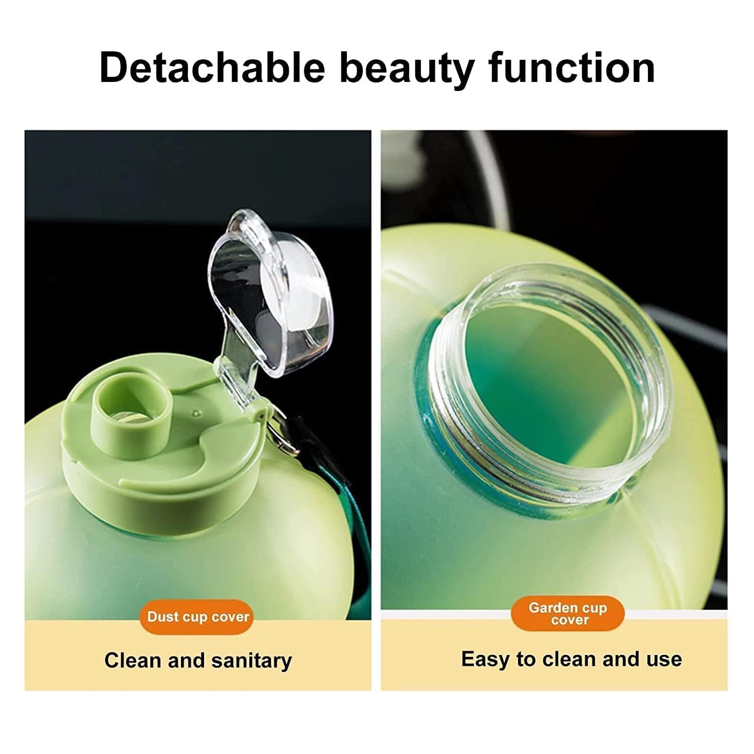 RELEMTRA 2.2L Large Water Bottle with Time Marker - Gradient Sports Water Bottle with Strap & Wide Mouth for Ice Cubes - Perfect for Outdoor Activities, Gym Workouts & Hiking (Green)