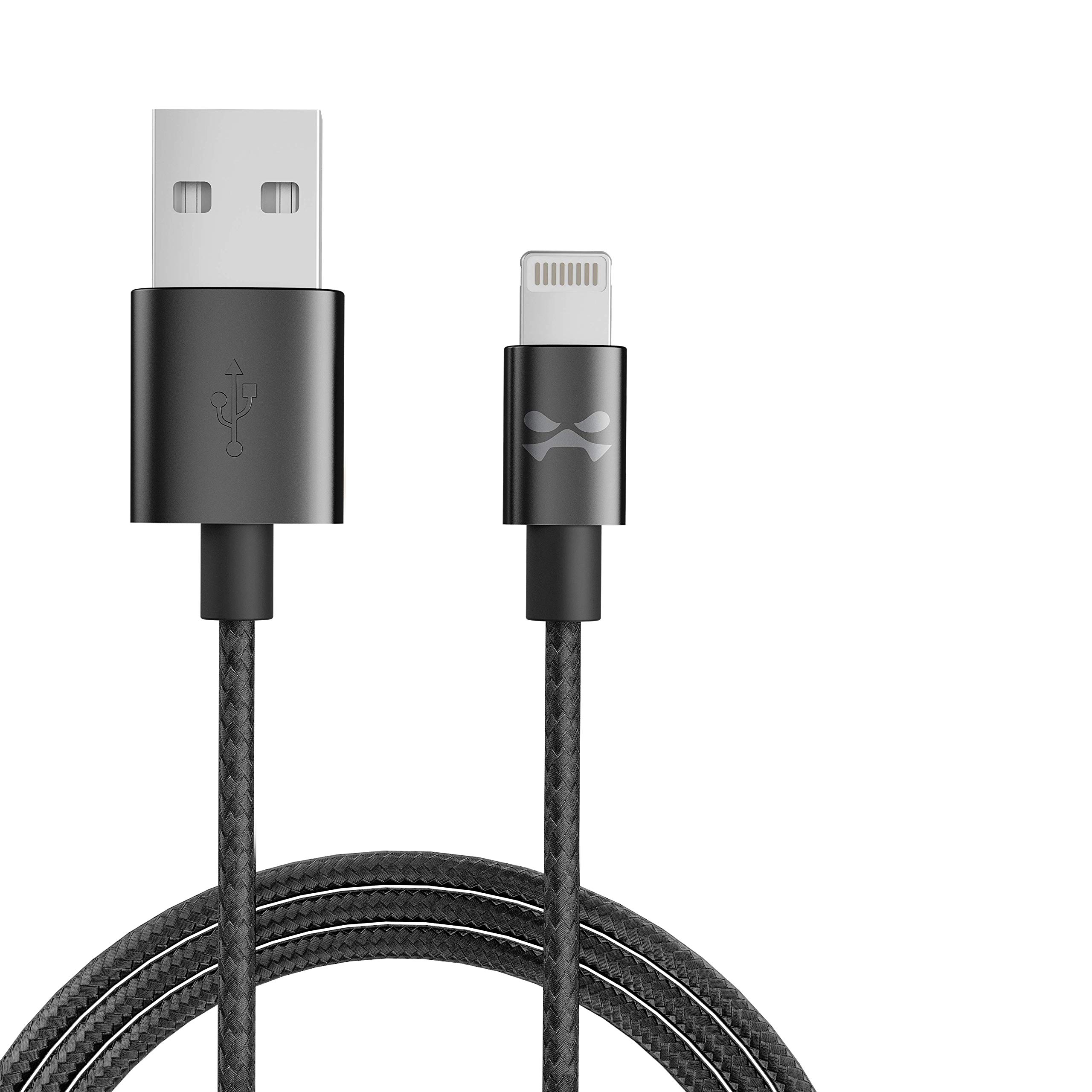 Ghostek NRGline 6FT Lightning Cable - MFI Certified Fast Charging Cable with Durable Nylon Braided Design for iPhone 14/13/12/11/X/8/7 - Perfect for Home, Office & Travel Charging (Black)