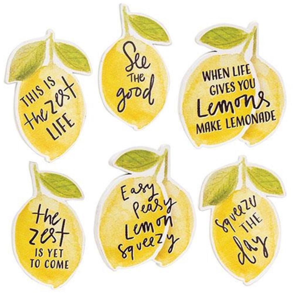 6-Pack Funny Lemon Quote Magnets for Refrigerator - Inspirational Kitchen Decor, Cute Fridge Accessories for Home & Office