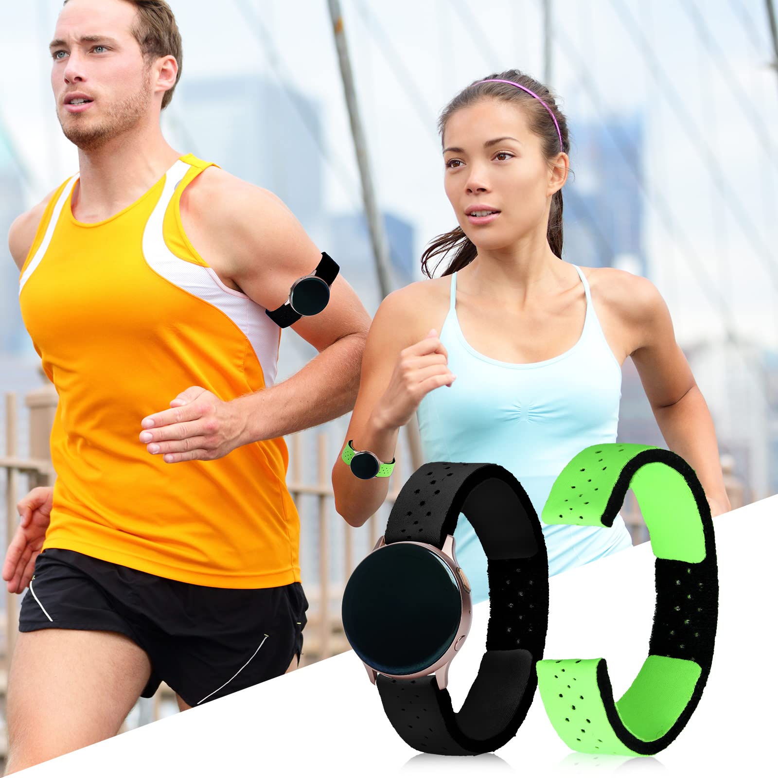 Oudain 4 Pack Replacement Heart Rate Monitor Strap - Soft Adjustable Fitness Armband for Exercise & Workouts (0.8 x 11.8 Inch, Black/Orange/Green/Blue) - Ideal for Running, Cycling, Gym & Cardio Training