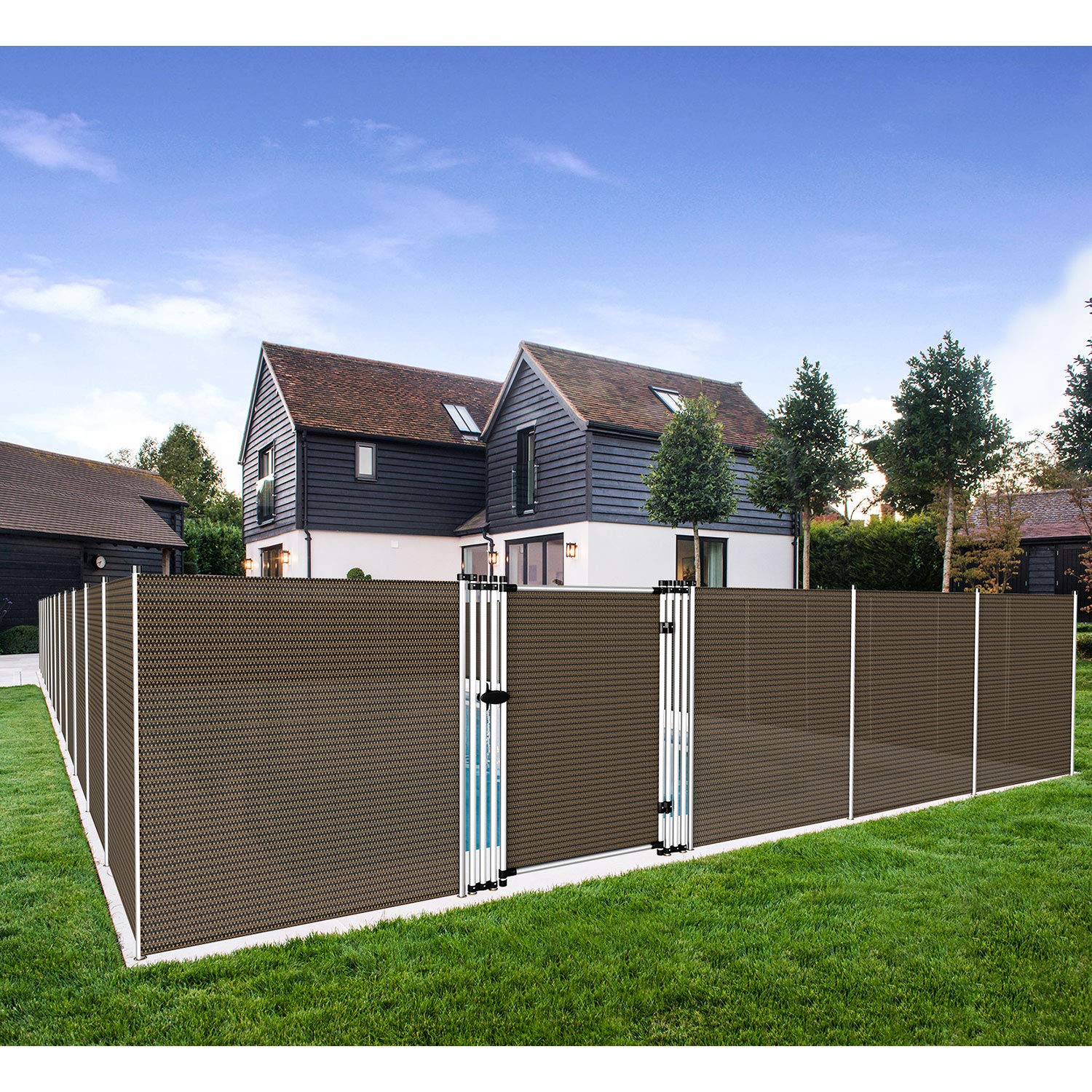 TANG 6ft Tall x 2.5ft Wide Removable Freestanding Pool Safety Gate - Outdoor Yard Fencing for Backyard, Garden, Dog & Chicken Enclosures - Durable Privacy Fence Gate for Concrete or Dirt Surfaces - Perfect for Child Safety, Pet Containment & Property Protection