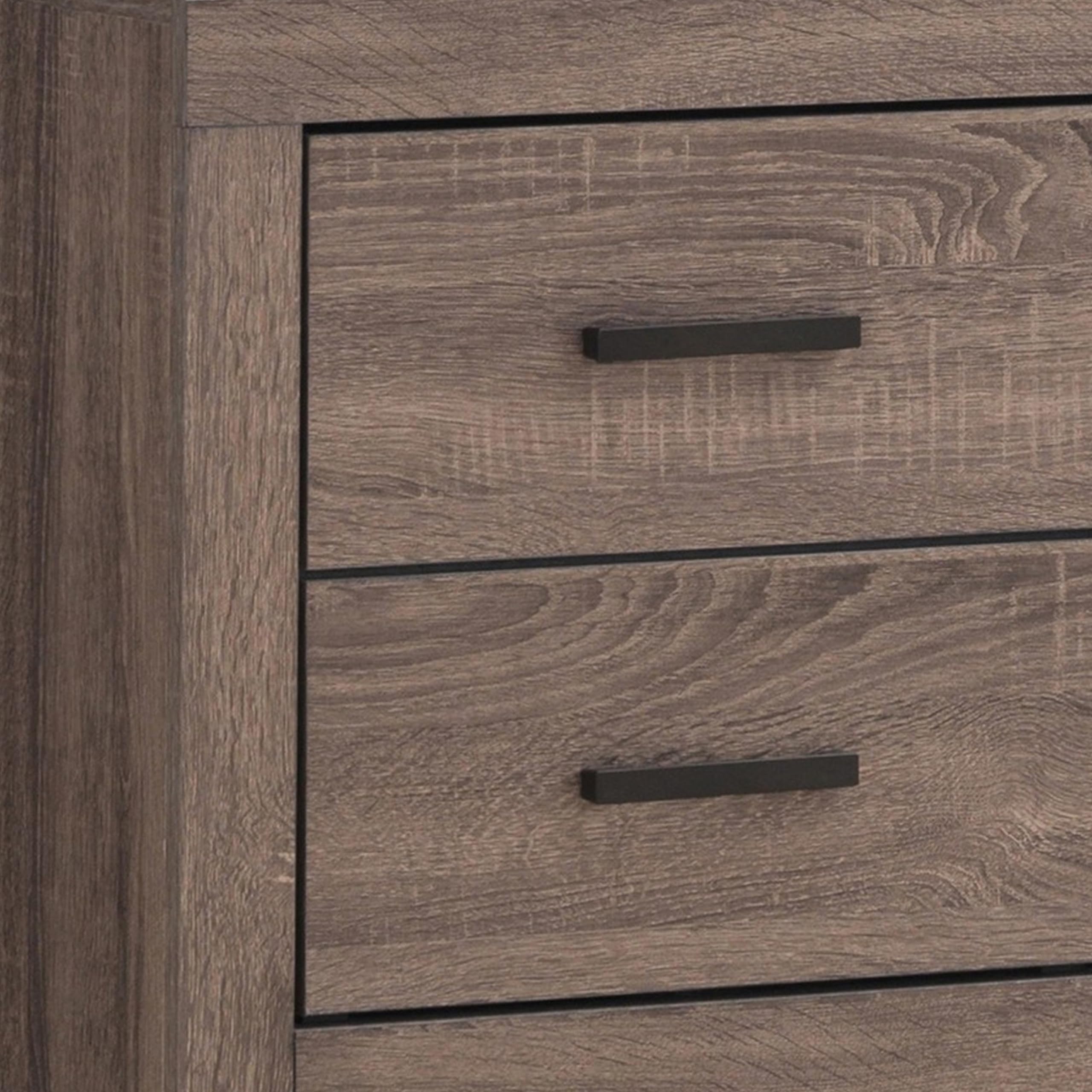 Benjara BM242646 2-Drawer Nightstand with Metal Bar Pulls - Brown Wooden Bedside Table for Bedroom, Living Room, or Guest Room
