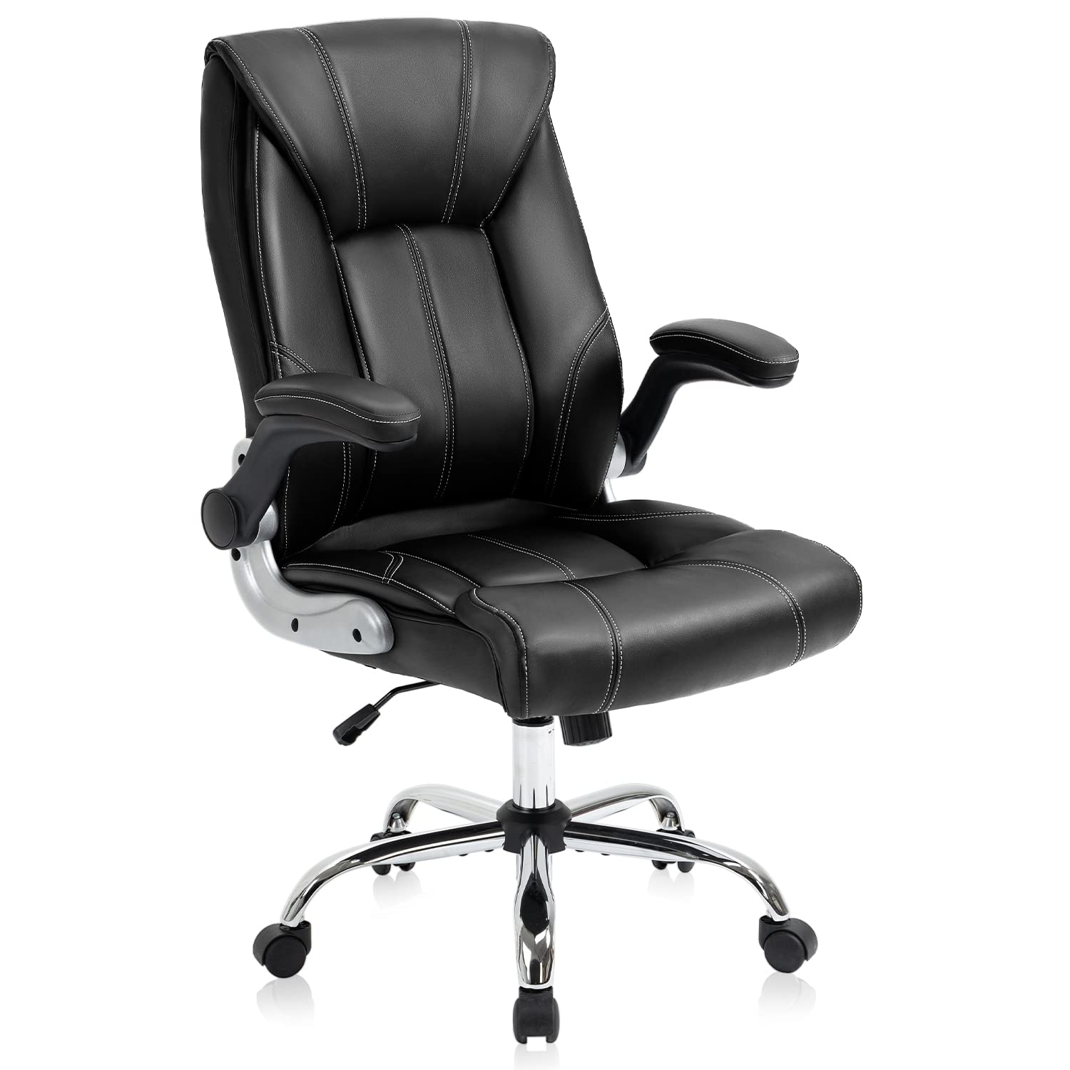 YAMASORO Ergonomic Office Chair with Lumbar Support - Adjustable Flip-Up Arms & Smooth-Rolling Wheels - Black Mesh Computer Desk Chair for Home & Executive Workspaces - Perfect for Long Work Hours & Video Conferencing