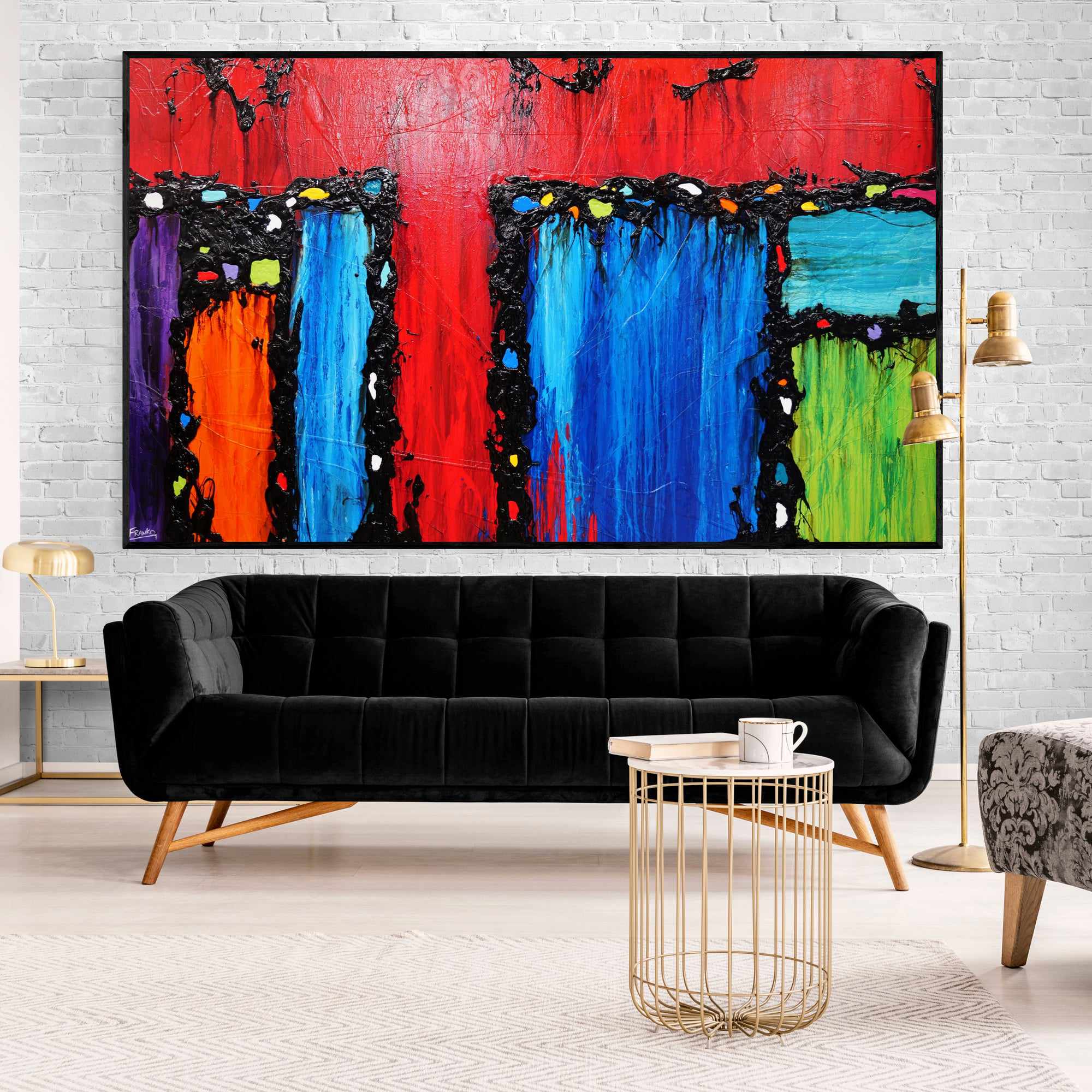 250cm x 150cm Red Abstract Textured Canvas Painting - Modern Wall Art for Living Room, Bedroom & Office Decor | Circus Extravaganza Inspired Artwork