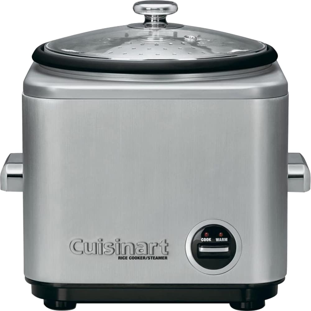 Cuisinart CRC-800P1 8-Cup Stainless Steel Rice Cooker and Steamer with Measuring Cup - Perfect for Cooking Rice, Steaming Vegetables & Meal Prep - Includes 1 Year CPS Enhanced Protection Plan