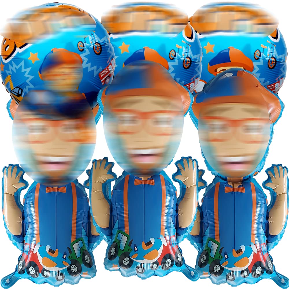 Blippi 6-Piece Foil Balloon Set - Birthday Party Decorations, Balloon Supplies for Kids Theme Party, Celebration & Happy Birthday Decor - Perfect for Birthdays, Baby Showers & Special Events