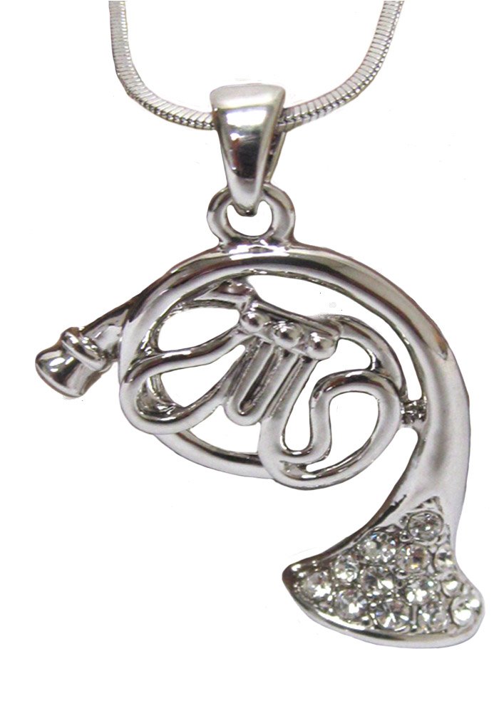 Stylish Music Theme Horn Pendant Necklace for Women - Silver Tone Fashion Jewelry | Perfect for Concerts, Parties & Everyday Wear