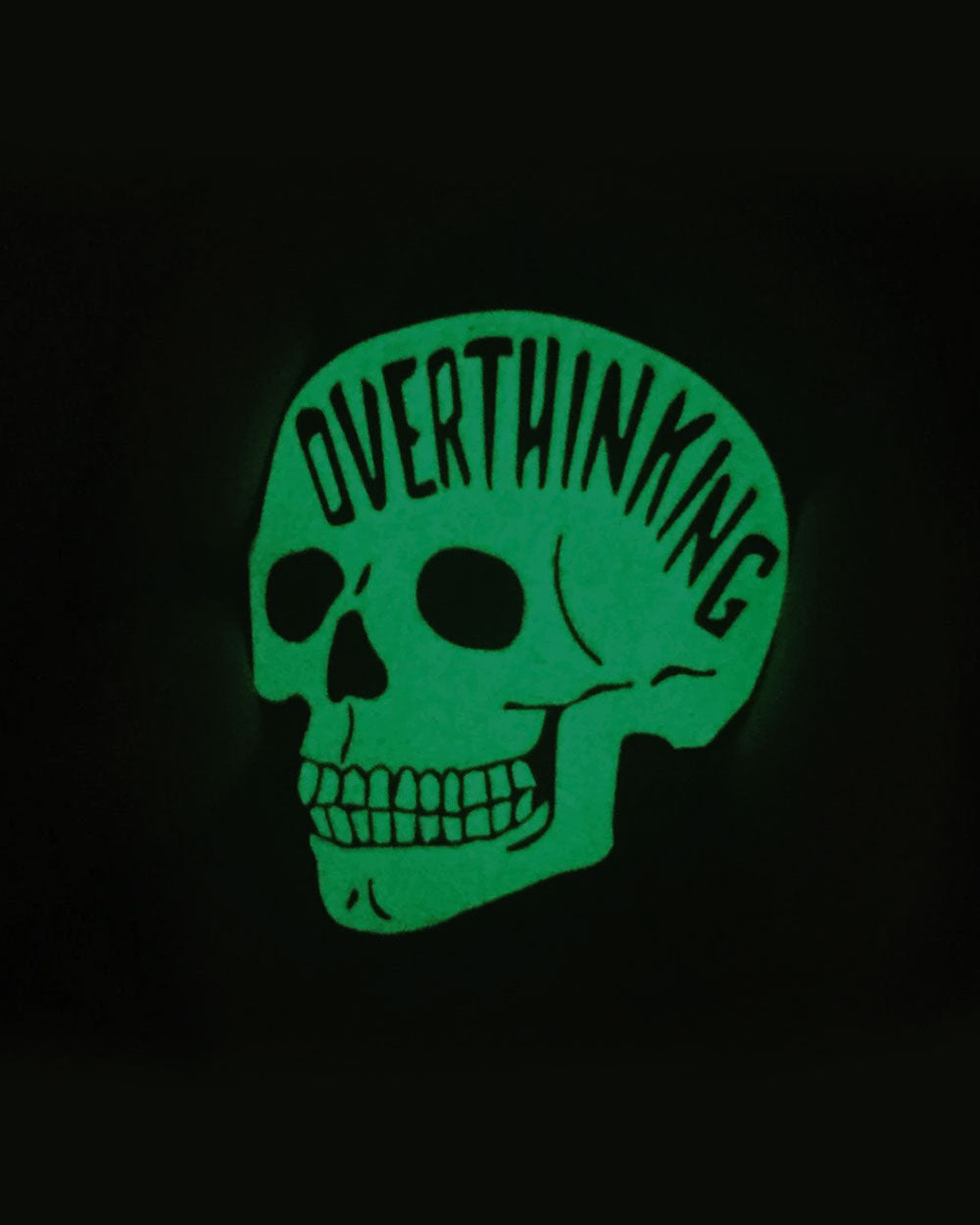 Glow in the Dark Overthinking Skull Pin - Unique Gothic Accessory for Jackets, Backpacks & DIY Crafts - Perfect for Halloween & Punk Fashion