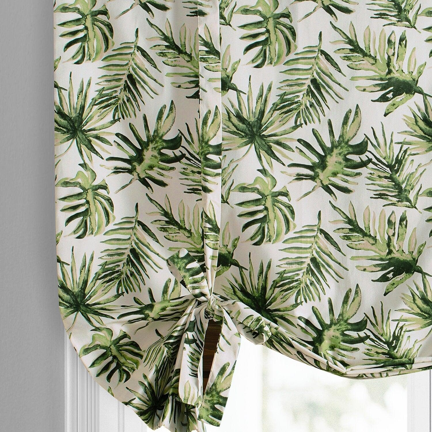 Artemis Olive Floral Printed Cotton Blackout Tie Up Window Shade - Perfect for Bedrooms, Living Rooms & Home Decor