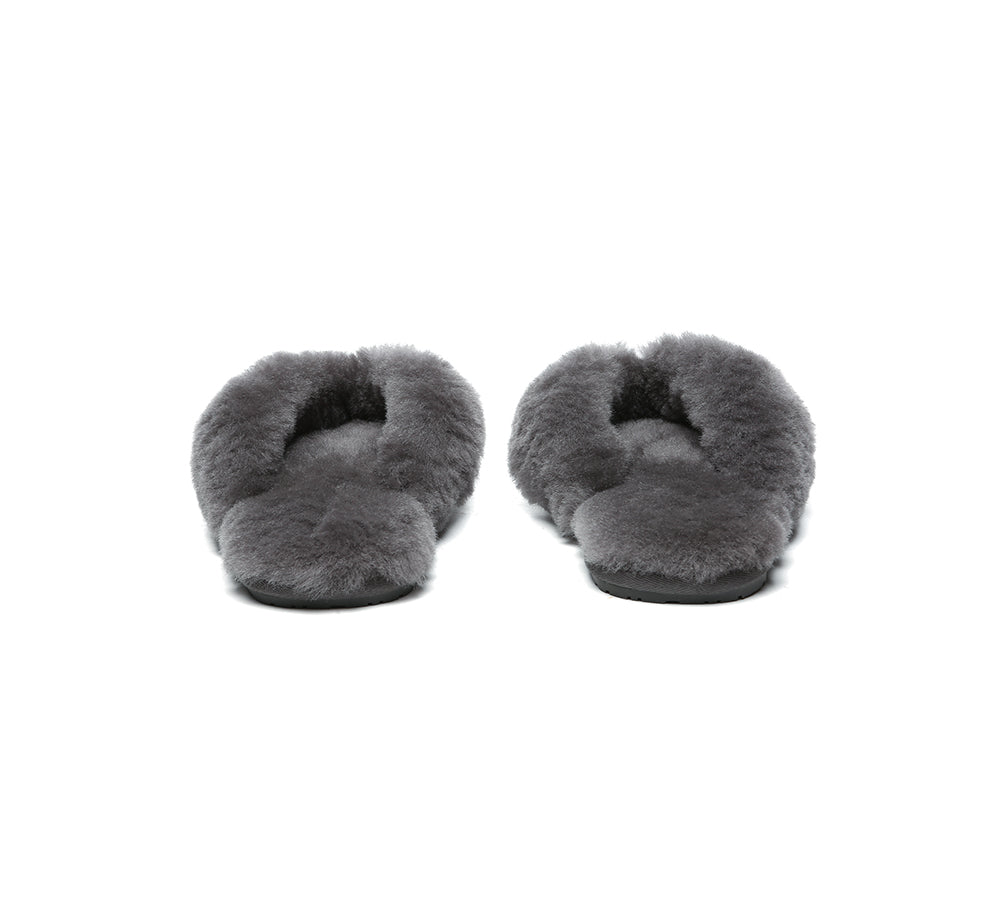 Australian Shepherd® Women's Fluffy UGG Slides - Soft & Cozy House Slippers for Indoor/Outdoor Wear - Perfect for Lounging, Errands & Cold Weather Comfort