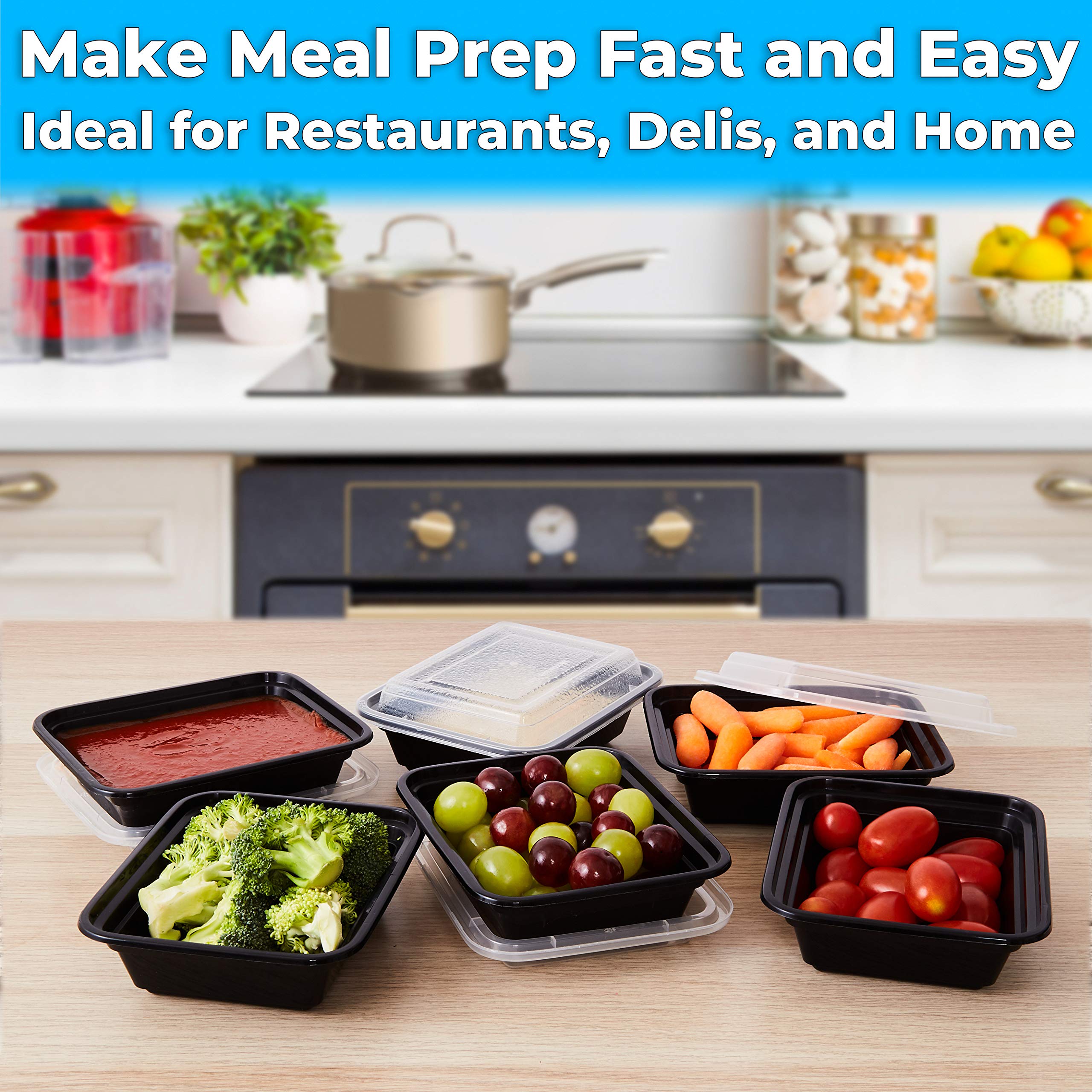 Premium 12 oz BPA-Free Plastic Food Storage Containers with Lids - 25-Pack Commercial Grade Durable, Leakproof & Microwavable - Perfect for Meal Prep, Restaurant To-Go Orders, Leftovers & Home Kitchen Organization
