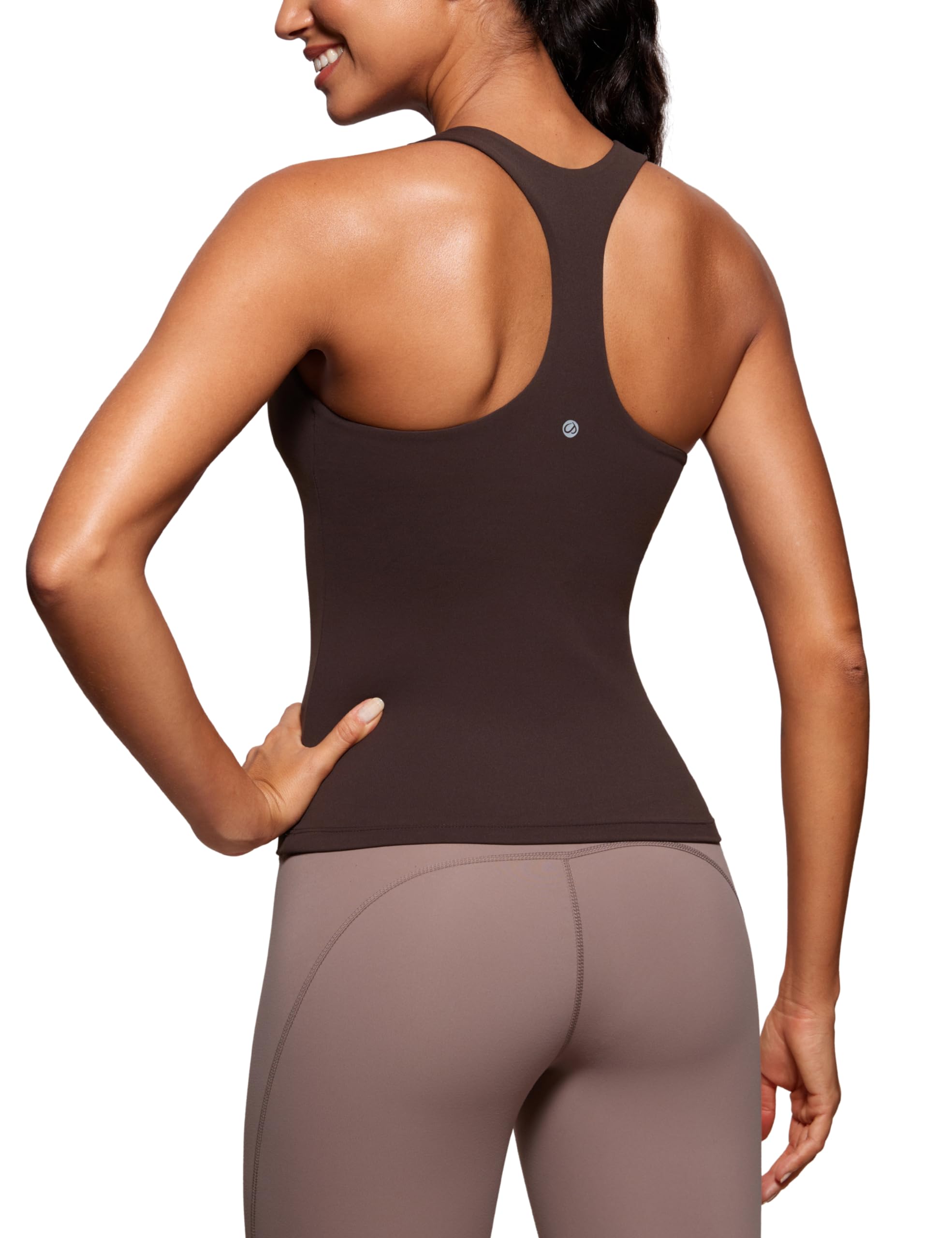 CRZ YOGA Butterluxe Women's Workout Tank Top with Built-in Shelf Bra & Padding - Racerback Athletic Spandex Yoga Camisole for Gym, Running & Yoga