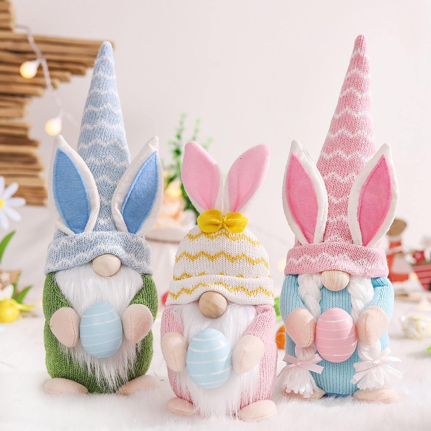 Easter Gnome Plush Doll - Soft Elf Gnome Home Decor, Table Ornament, Novelty Plush Bunny with Small Easter Eggs - Perfect Easter Gift for Kids, Women & Men - Great for Easter Basket Stuffers, Party Favors & Spring Home Decorations