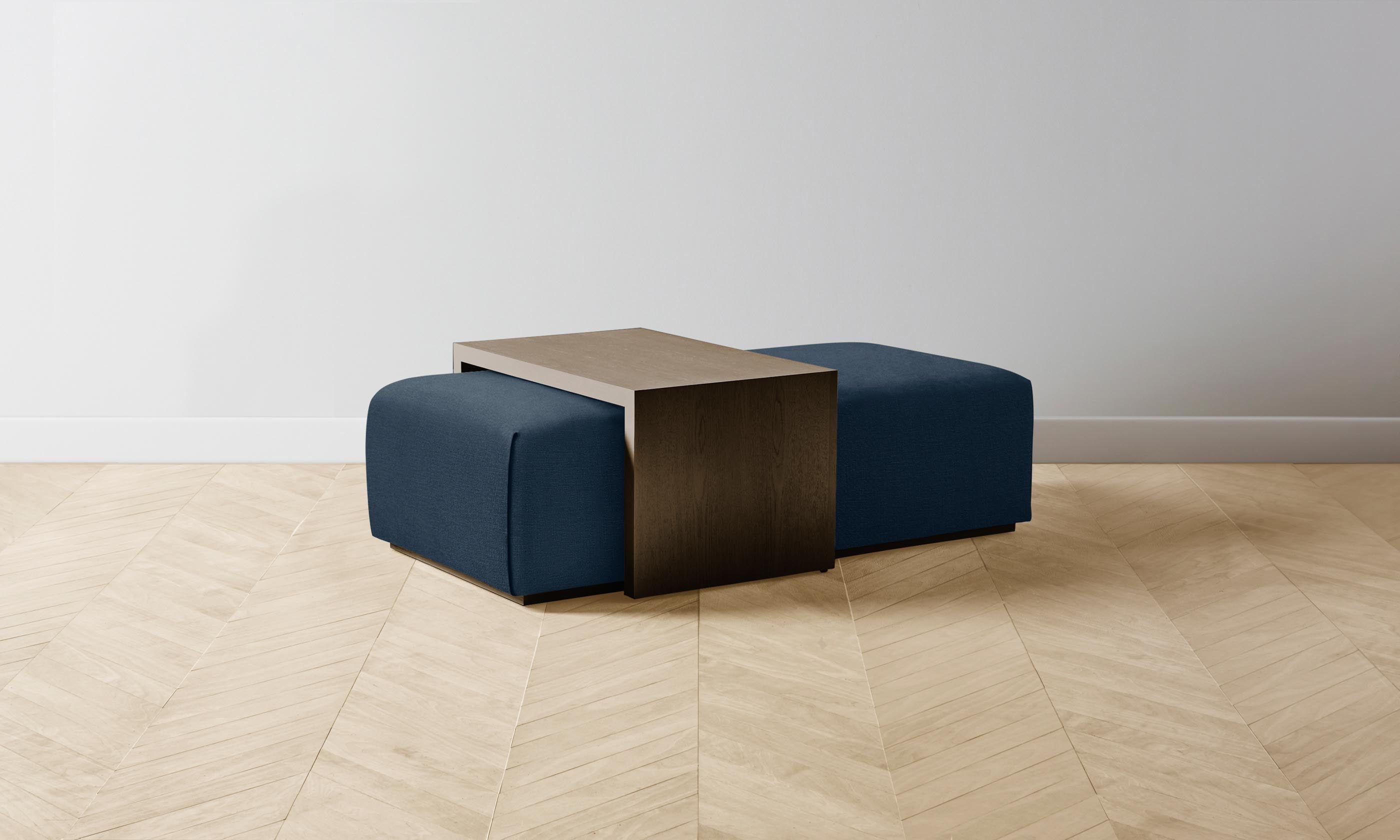 The Bowery Ottoman - Performance Linen Weave Bay - Modern Living Room Footrest & Extra Seating - Perfect for Small Spaces & Home Decor