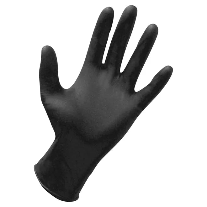 WIC Black Exam Grade 5mil Nitrile Gloves - Powder-Free, Disposable, Latex-Free for Medical, Dental, Tattoo & Food Handling Safety
