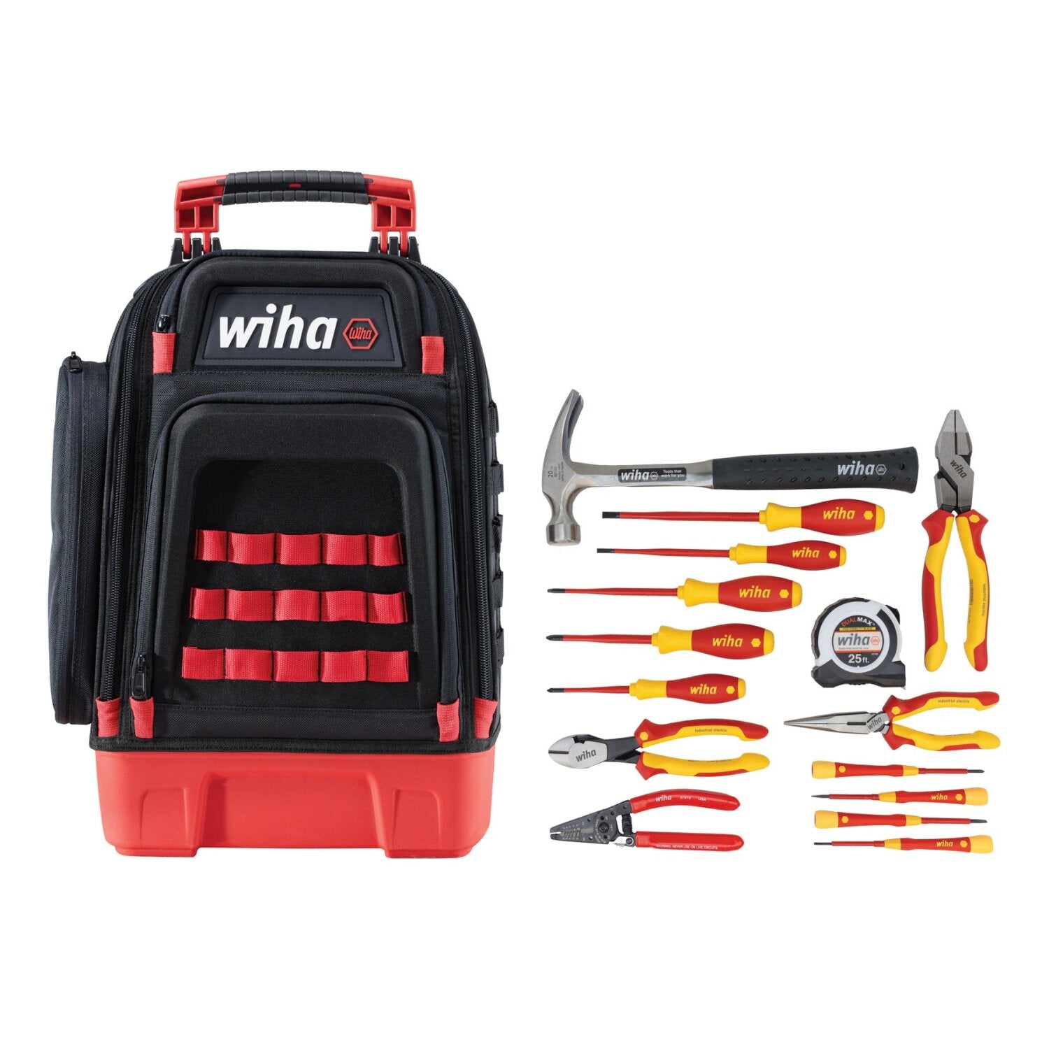 Wiha 91870 16-Piece Insulated Electrician Tool Kit with Heavy Duty Backpack - Professional Electrical Repair Tools for Home, Industrial & Automotive Wiring Projects