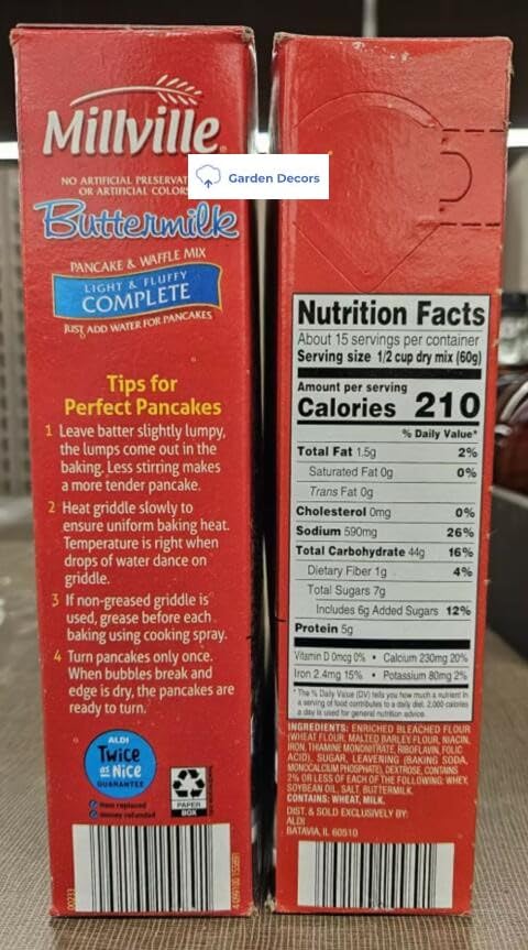 Millville Buttermilk Pancake & Waffle Mix - Light & Fluffy Complete Breakfast Mix, 32oz (907g) - 2 Pack - Perfect for Family Breakfast, Brunch, and Weekend Pancake Parties