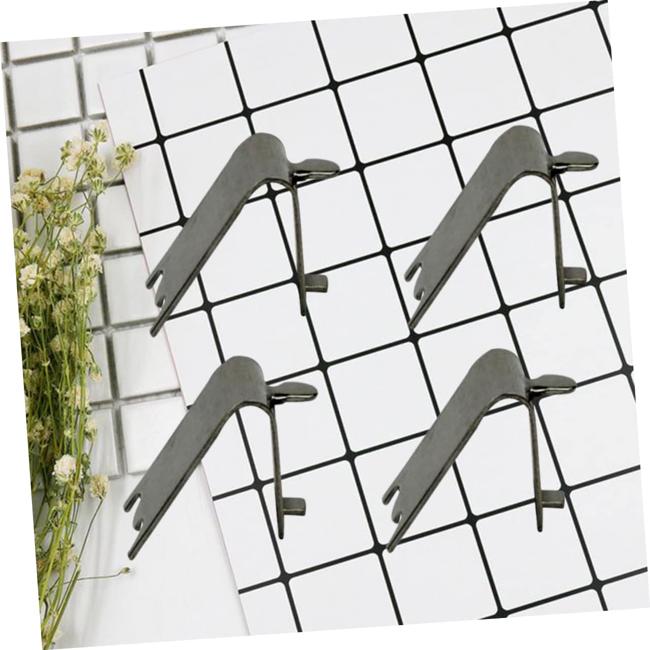 4-Piece Metal Clips for Desk Partition & Acrylic Shelf - Heavy Duty Refrigerator Shelf Brackets & Freezer Buckle Replacement - Perfect for Office Organization & Kitchen Storage Solutions