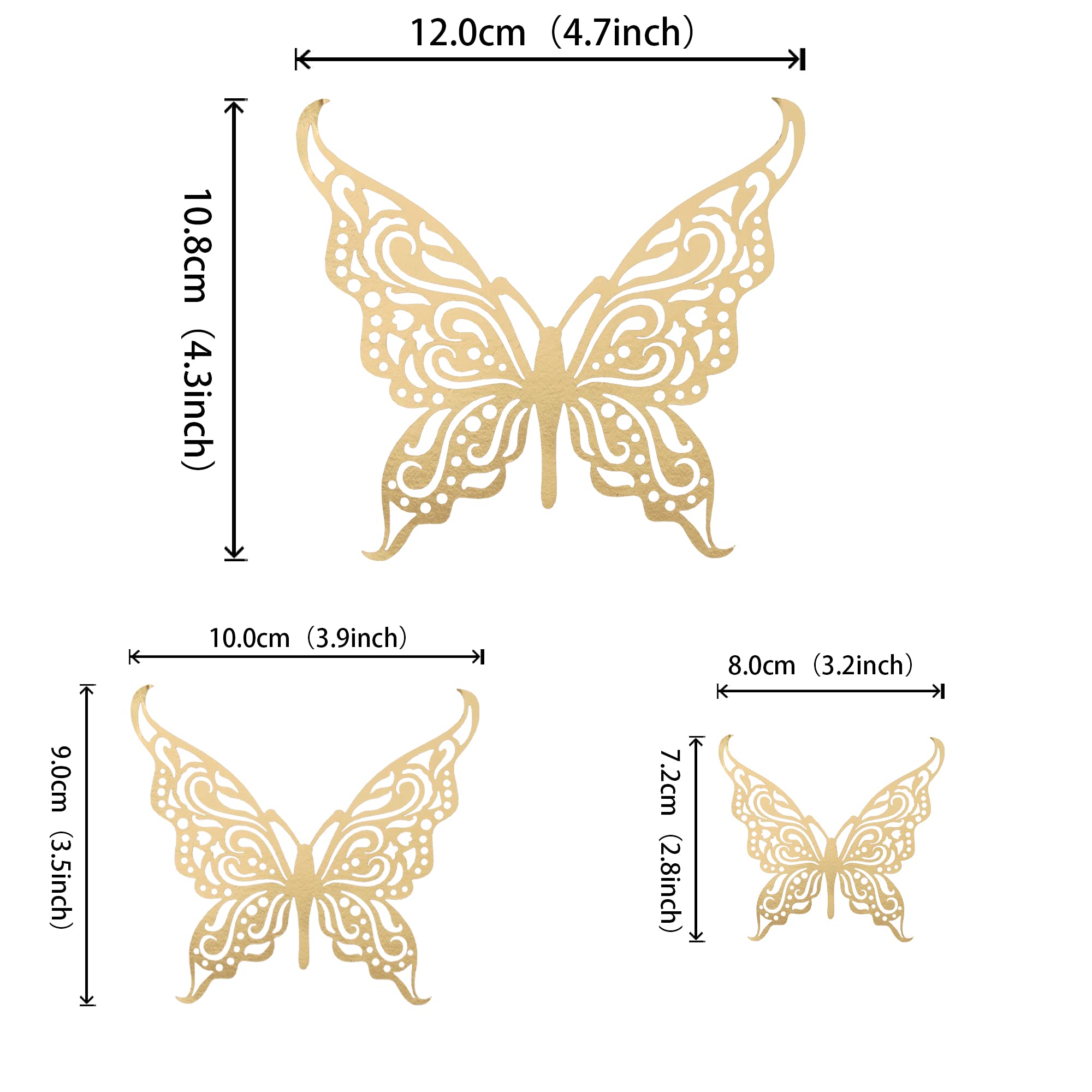30 PCS Glitter 3D Butterfly Wall Stickers - DIY Home Decor for Kids Room, Wedding & Anniversary - Gold, Silver, Rose Gold (3 Styles) | Perfect for Nursery, Bedroom, Party & Event Decorations