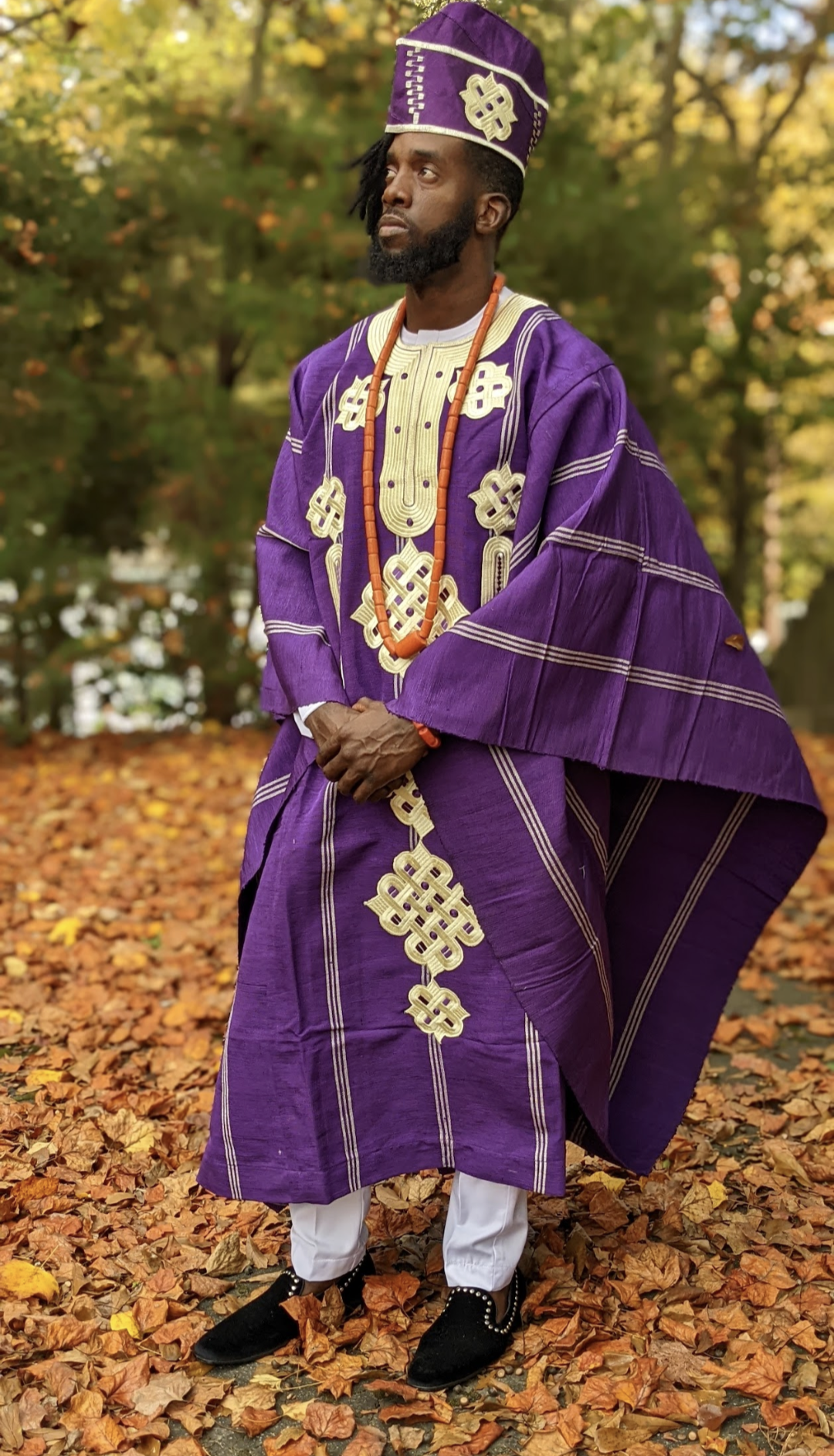 Eleyiti Purple Aso Oke Grand Boubou Agbada Robe DPAGPC700 | African Traditional Wear for Weddings, Parties & Special Occasions