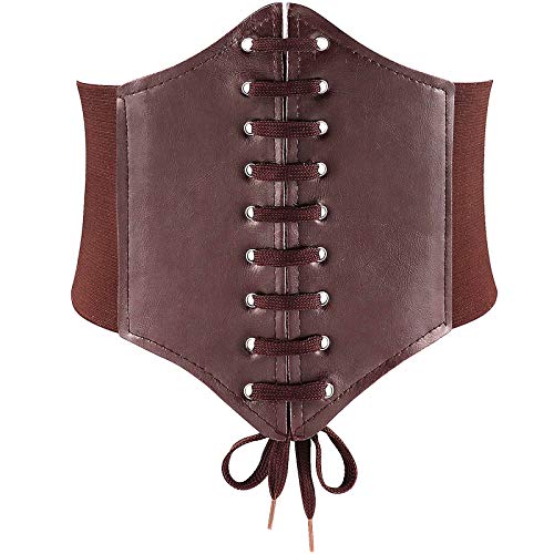 Glamorstar Women's Lace-up Corset Belt - Leather Elastic Waist Cincher for Dresses, Wide Tied Waspie Belt for Waist Training & Body Shaping | Perfect for Evening Dresses, Cosplay & Vintage Outfits