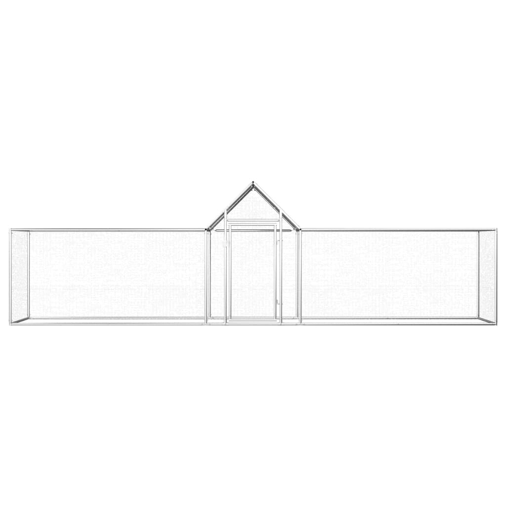 **vidaXL Spacious Chicken Coop for Hens, Ducks, Geese - Durable Galvanized Steel Poultry House with Waterproof Roof & Lockable Door - Silver, 16.4'x3.3'x4.9' - Perfect for Backyard Farming & Pet Safety**
