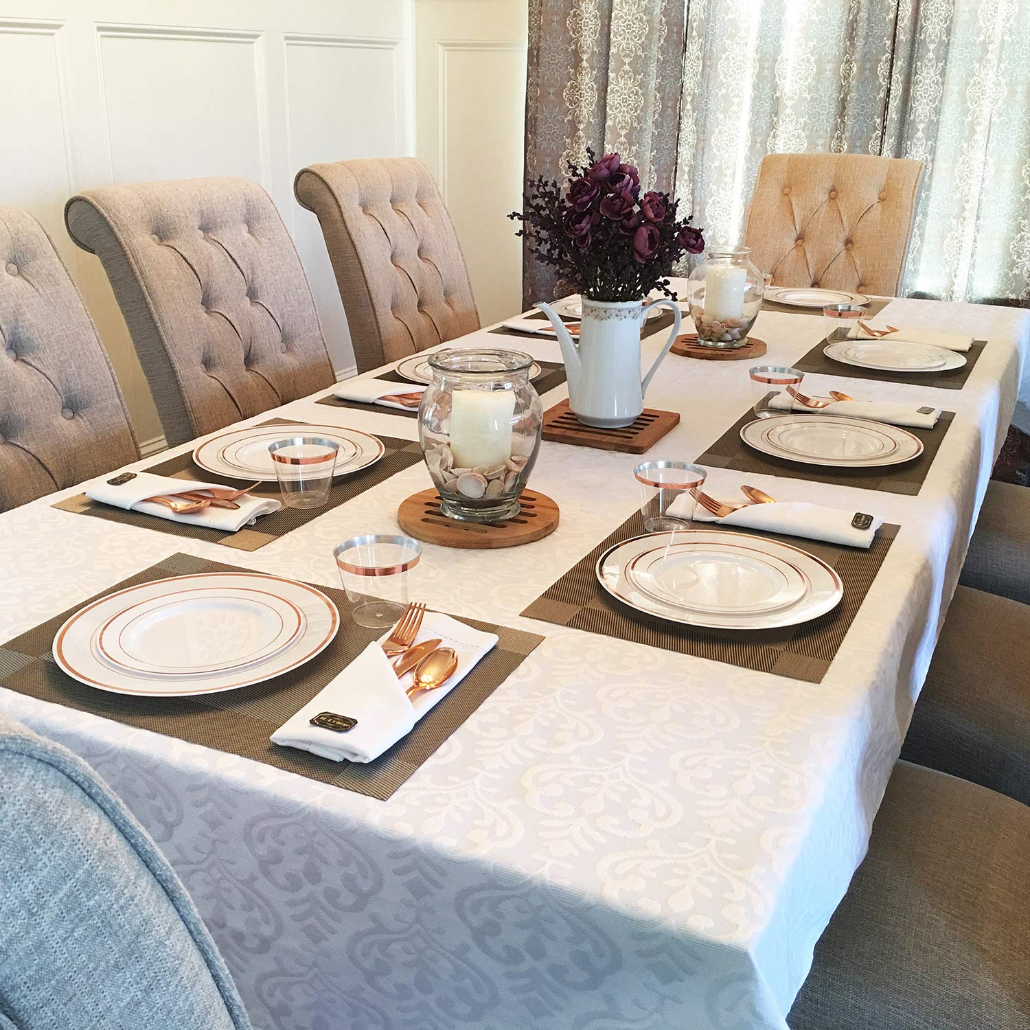 75-Piece Rose Gold Plastic Cutlery Set - Reusable & Eco-Friendly Disposable Utensils for Weddings, Parties, Events (25 Forks, 25 Spoons, 25 Knives) by JL Prime - Elegant Tableware for Bridal Showers, Anniversaries & Outdoor Gatherings