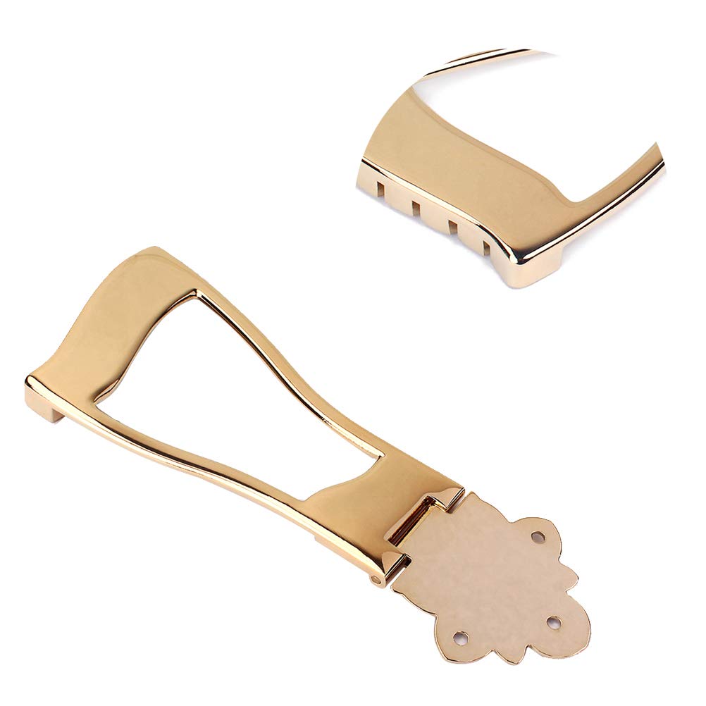 Healifty 6-String Jazz Archtop Guitar Trapeze Tailpiece Bridge Replacement - Gold Finish | Perfect for Jazz Guitar Upgrades & Vintage Guitar Repairs