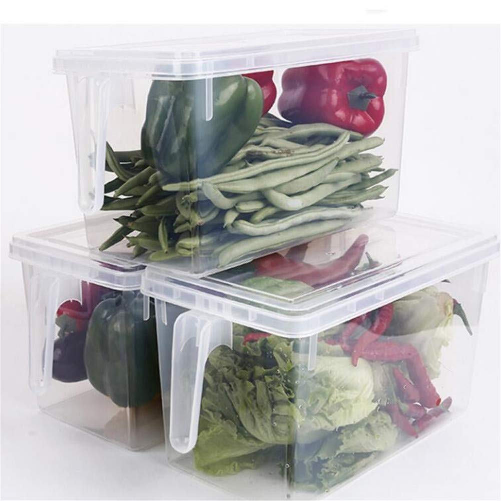 Clear Plastic Stackable Food Storage Container - Airtight Refrigerator Organizer for Fruits, Vegetables, Grains & Beans | Kitchen Fresh Food Keeper with Sealed Divider | Perfect for Meal Prep & Pantry Organization