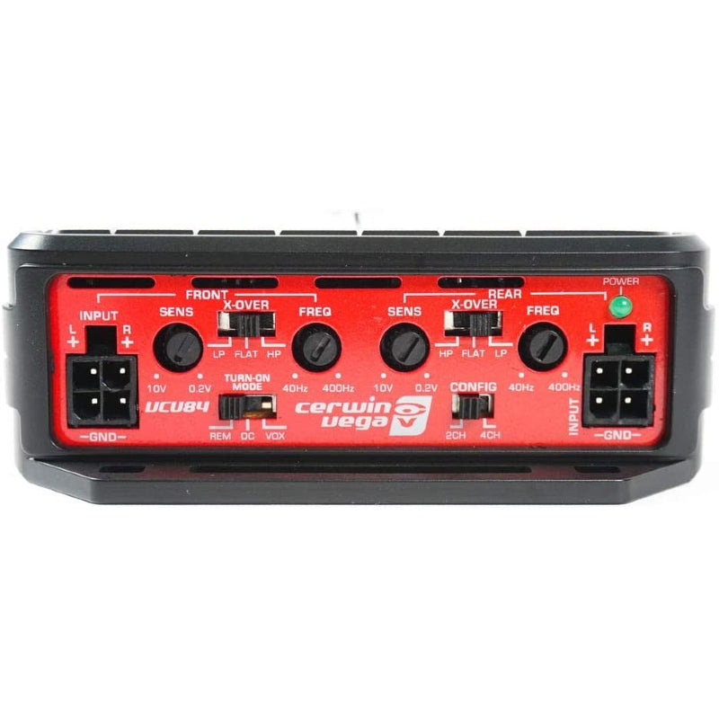 Cerwin Vega VCU84 1200W Peak 500W RMS Class D 4 Channel Marine Amplifier - Waterproof Boat Audio System for Marine, RV, and Off-Road Vehicles