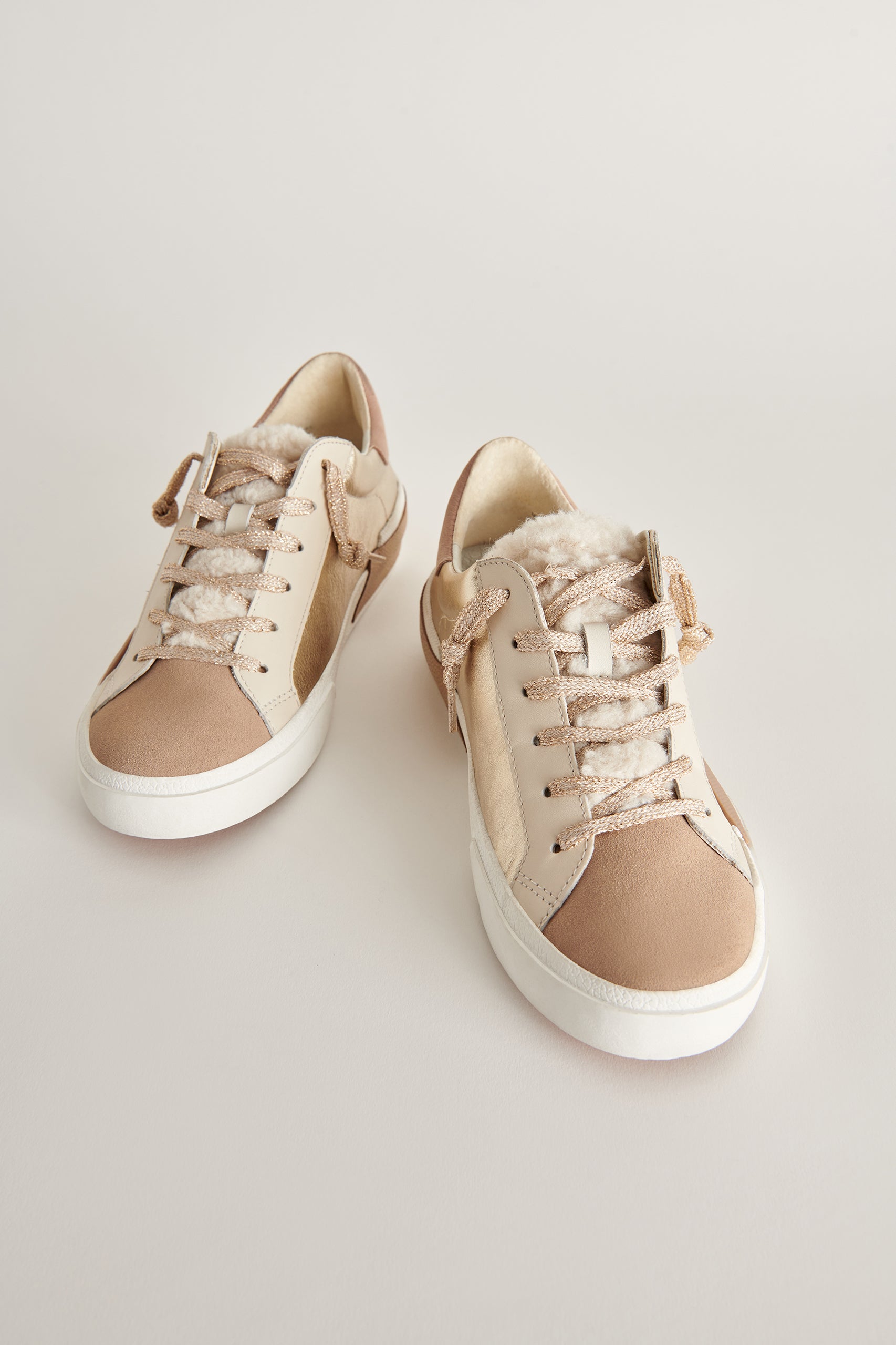 ZINA Women's Gold Leather Plush Sneakers - Comfortable Casual Shoes for Walking, Running & Everyday Wear