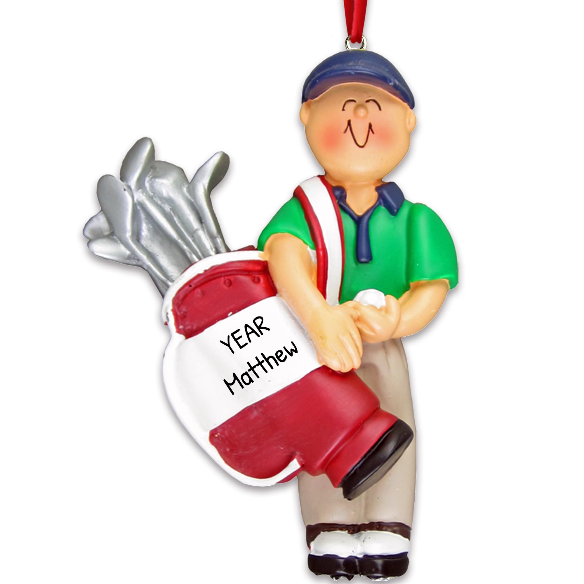 2024 Personalized Golf Ornament - Unique Caucasian Boy Golfer Gift for Men | Christmas Tree Decor, Golf Cart Decoration & Holiday Home Décor | Perfect Golf Lover Present for Christmas & Special Occasions