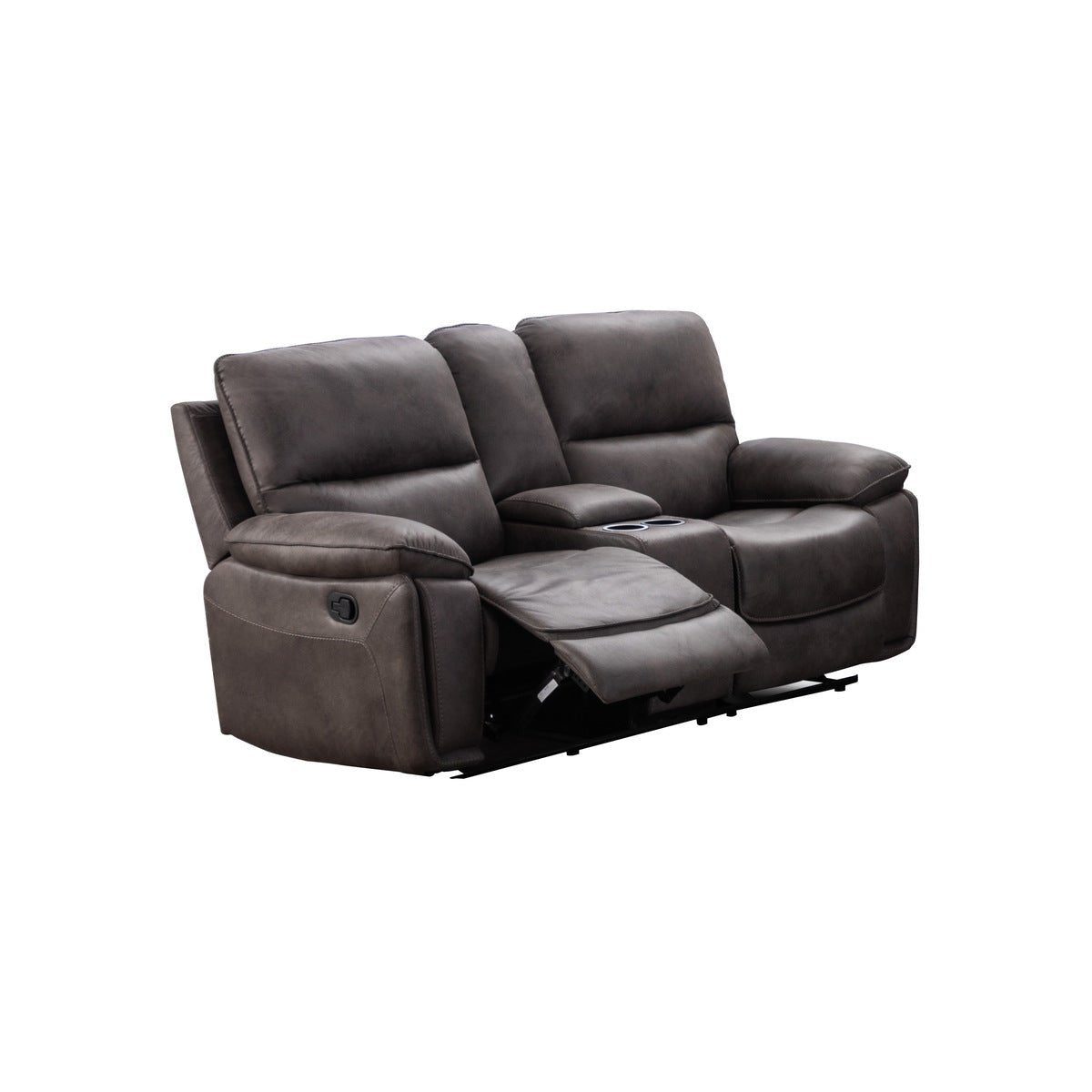 Easton Grey Reclining Loveseat with Center Console - Modern Reclining Sofa with Cup Holders and Storage | Perfect for Living Room, Home Theater & Small Spaces
