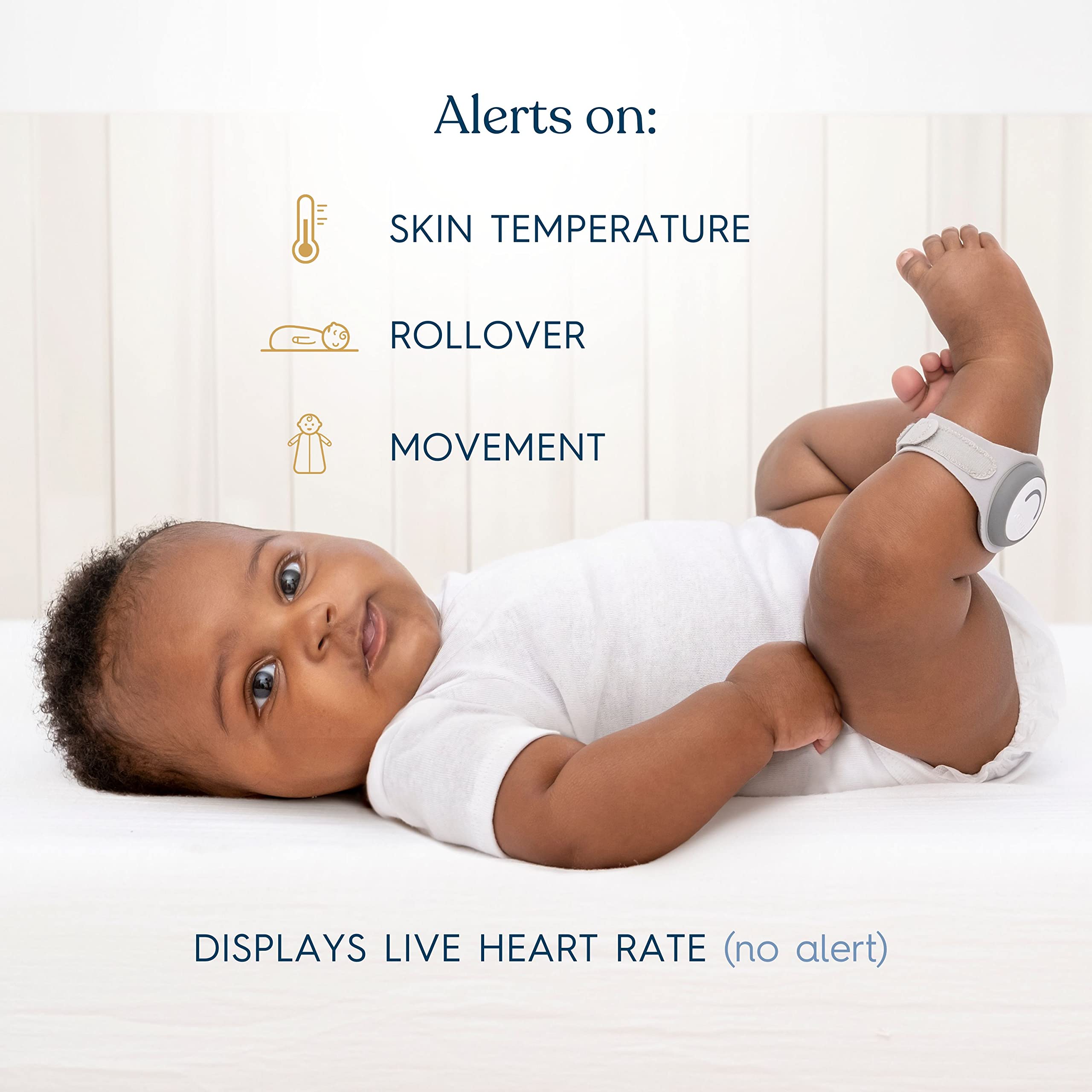 HALO SleepSure Smart Baby Monitor with Live Heart Rate, Rollover Detection & Temperature Alerts | Real-Time Motion Notifications, Sleep Tracking & Custom Settings | Portable Baby Monitor for Nursery, Travel & On-The-Go Use (Gray)
