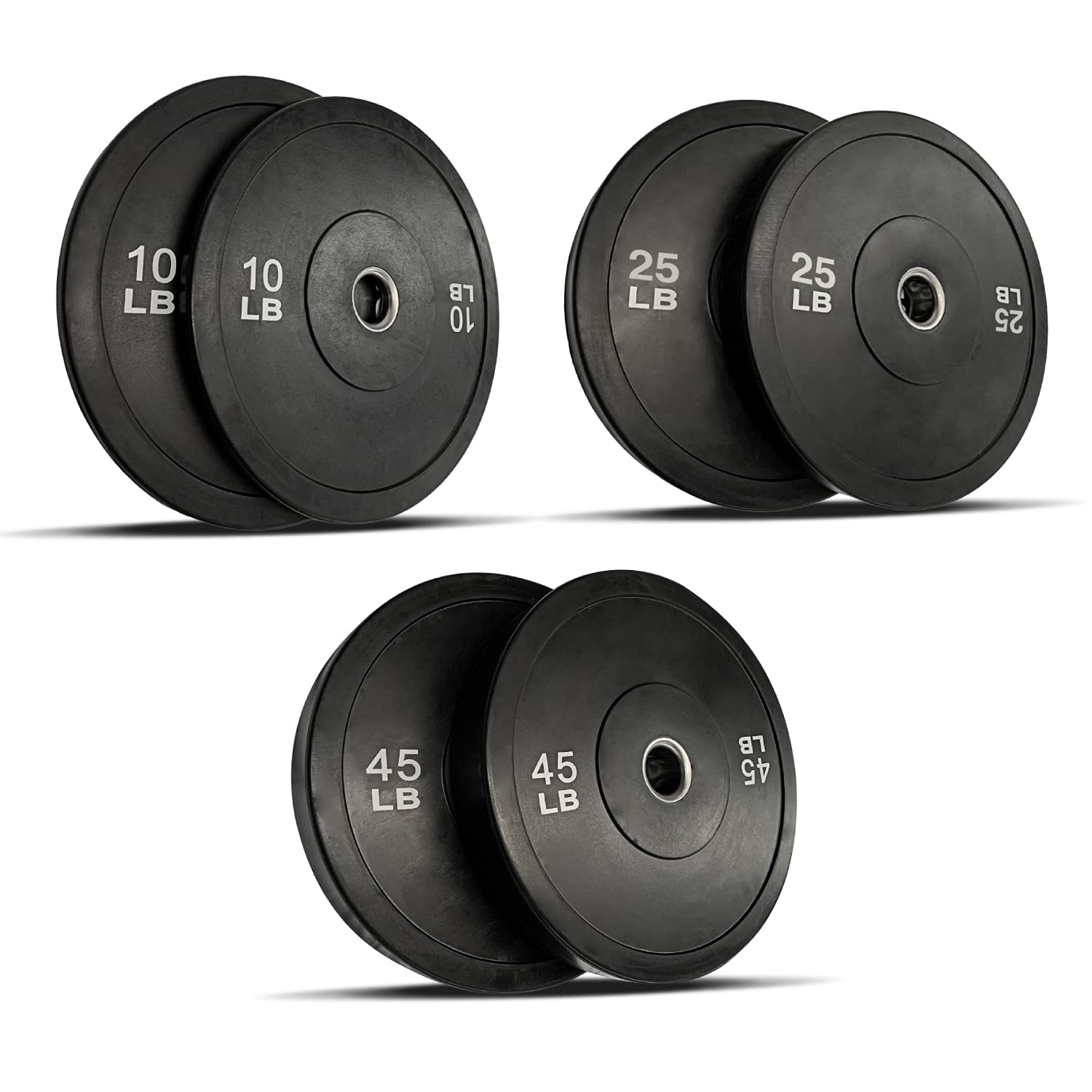Gronk Fitness Premium Black Olympic Bumper Plates - 45LB Rubber Weight Plates for CrossFit, Powerlifting & Home Gym - Durable Coated Rubber with Stainless Steel Inserts - Ideal for Weightlifting, Strength Training & Repeated Dropping