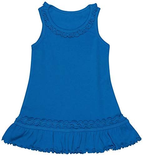 Island Blue (Sunflower Sleeveless Ruffle A-line Bottom Dress)
