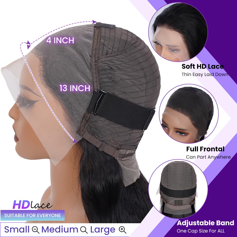 14 Inch Short Bob Wig Straight 13x4 HD Transparent Lace Front Human Hair Wig - 150% Density Glueless Lace Frontal Wig with Pre-Plucked Baby Hair for Black Women (Natural Color) | Perfect for Daily Wear, Cosplay & Special Occasions