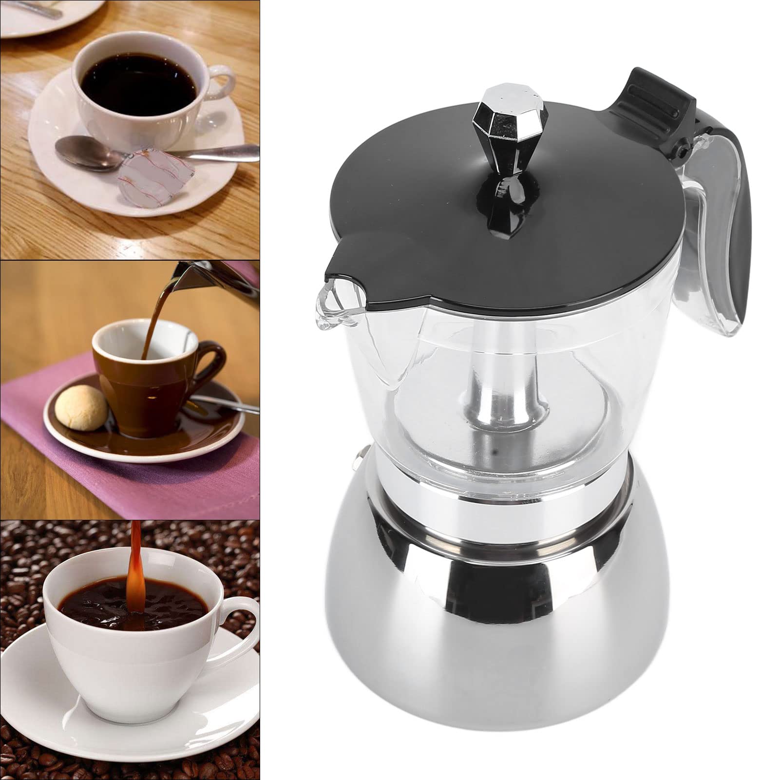 6-Cup Stainless Steel Italian Octagonal Moka Pot - Stovetop Espresso Maker with Ergonomic Handle for Home Brewing | Perfect for Coffee Lovers, Gifts & Camping Trips