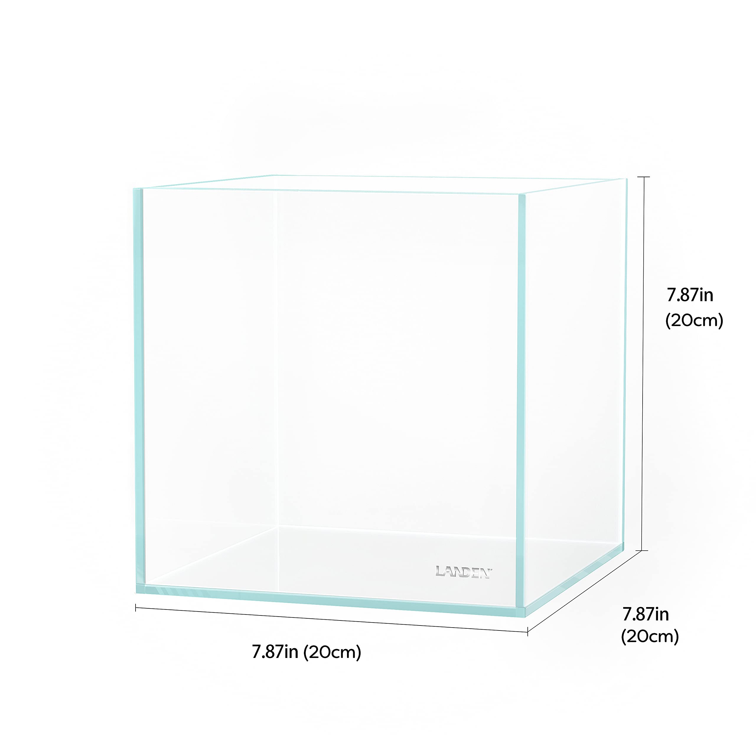 Premium 20 Gallon Cube Rimless Low Iron Glass Aquarium Tank - 7.8×7.8×7.8 Inch (20x20x20cm) Clear Betta Fish Tank with Nano Foam Mat - Perfect for Home Office Desktop, Small Fish Breeding & Aquatic Plant Display