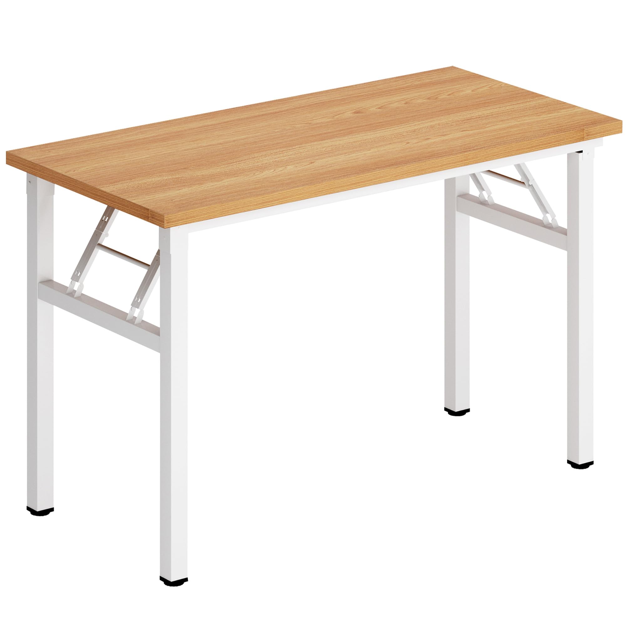 DlandHome 39 Inch Folding Table - Portable Computer Desk for Home Office, Conference & Study | Sturdy Teak & White Finish | Fully Assembled | Ideal for Small Spaces, Dorms & Workstations (Model: DND-ND5-100TW)