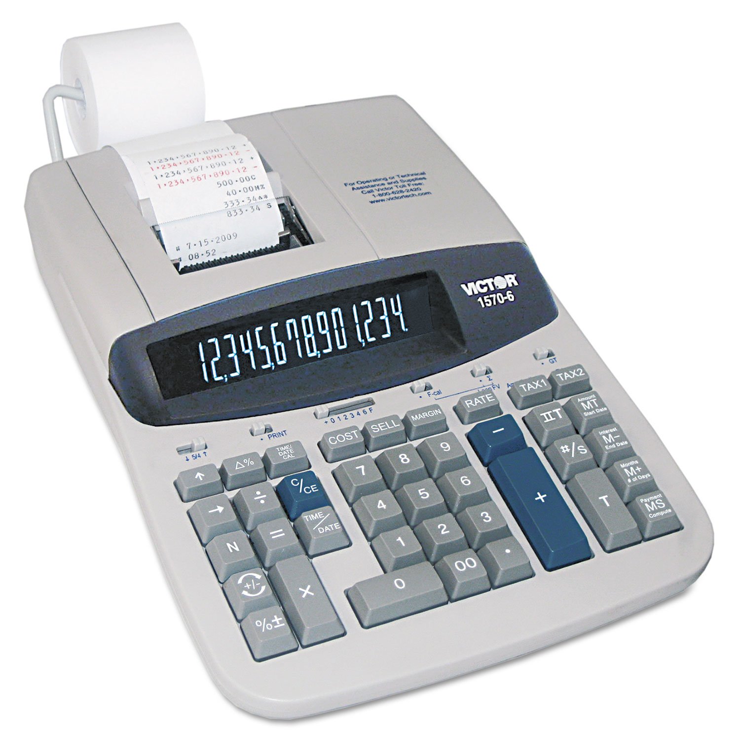 Victor 15706 1570-6 Two-Color Ribbon Printing Calculator with Black/Red Print - 5.2 Lines/Sec High-Speed Performance - Ideal for Office, Retail, and Accounting Use