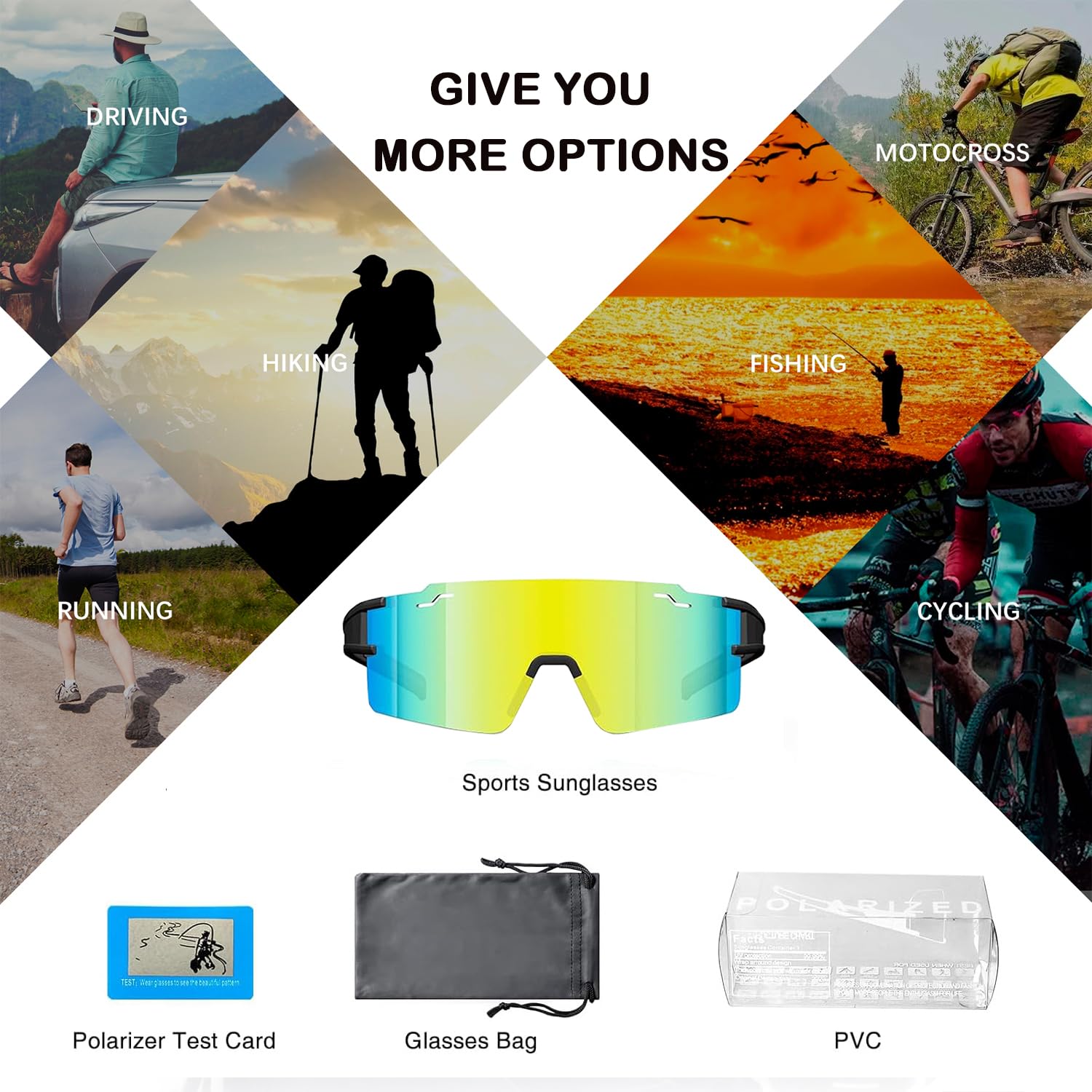 Polarized Sports Sunglasses for Men & Women - UV400 Protection TR90 Frame Baseball Running Cycling Glasses - Perfect for Outdoor Activities, Driving, Fishing, and Hiking